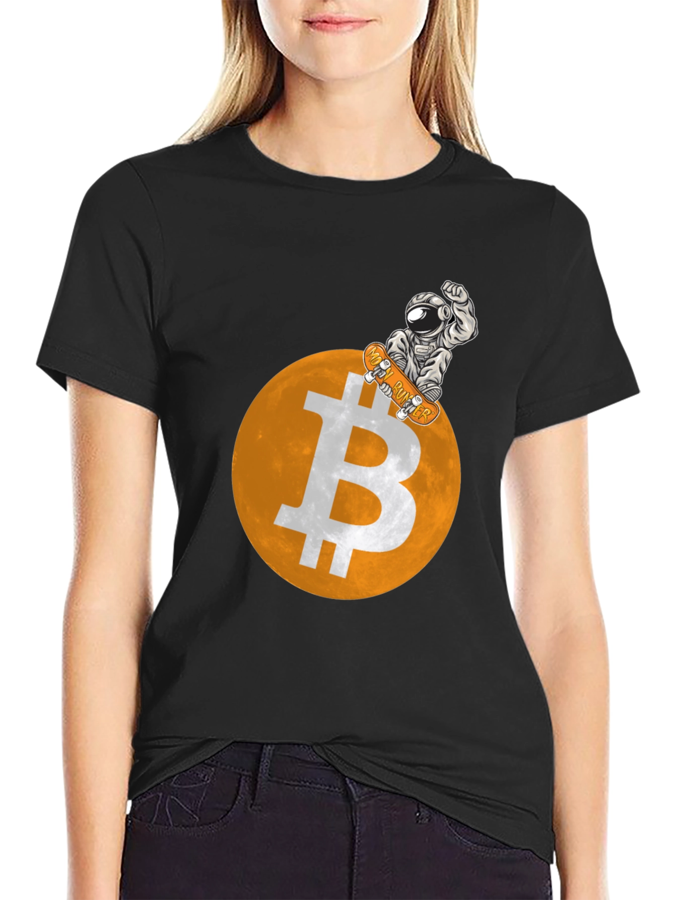 Bitcoin Astronaut Skateboarder Graphic Tee