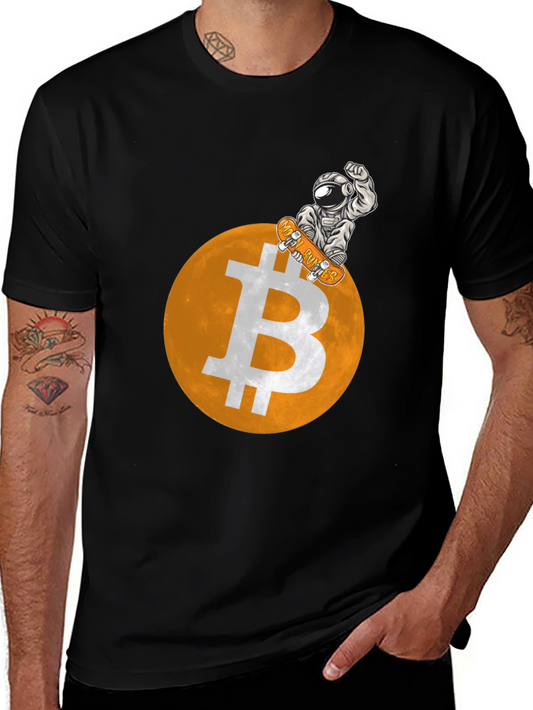Bitcoin Astronaut Skateboarder Graphic Tee