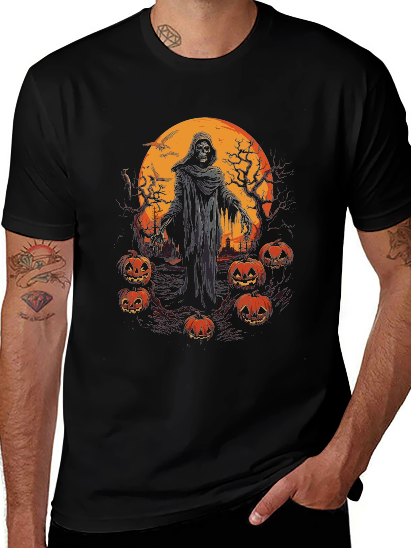 Halloween Grim Reaper Pumpkin T-Shirt