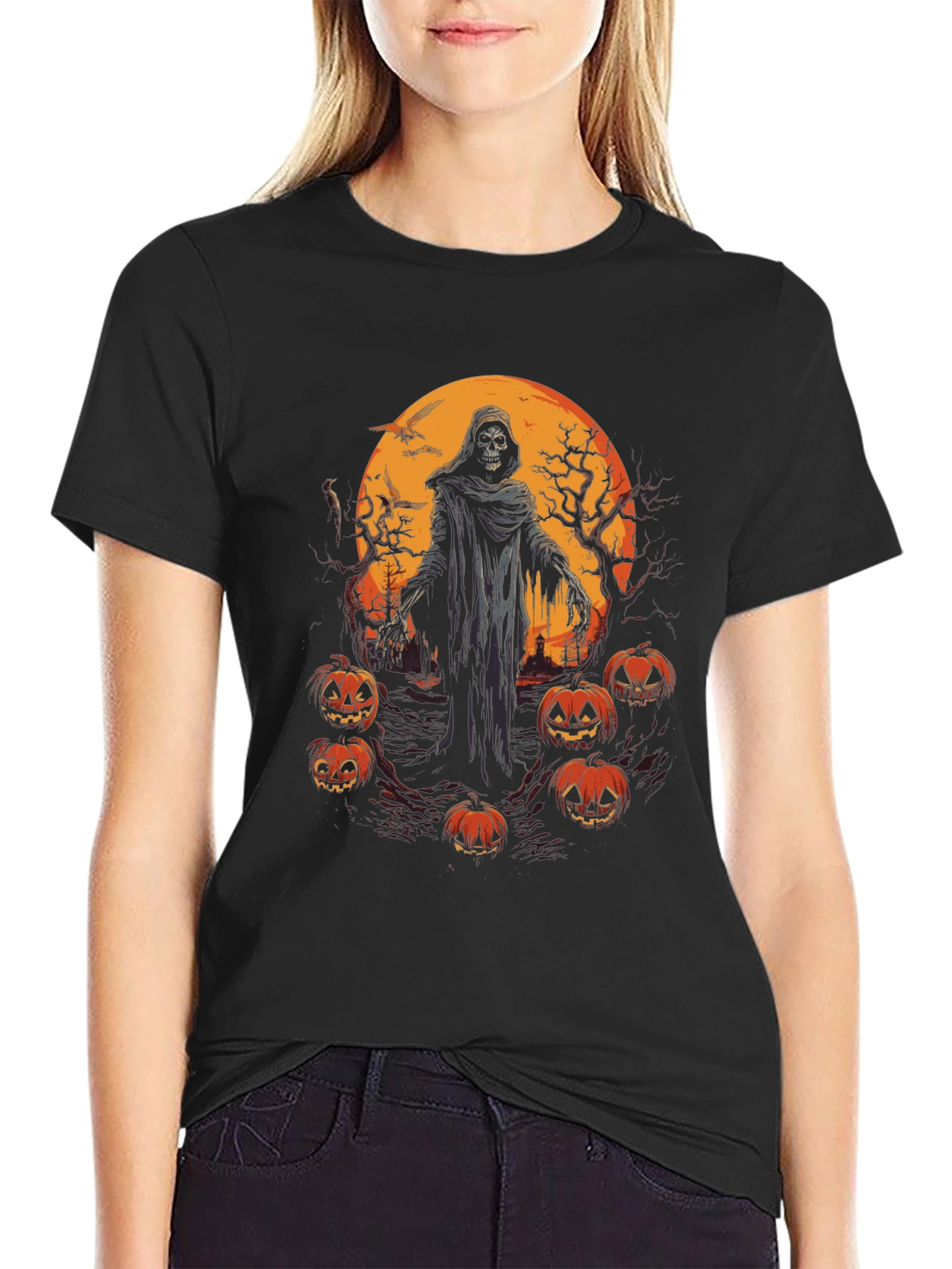 Halloween Grim Reaper Pumpkin T-Shirt