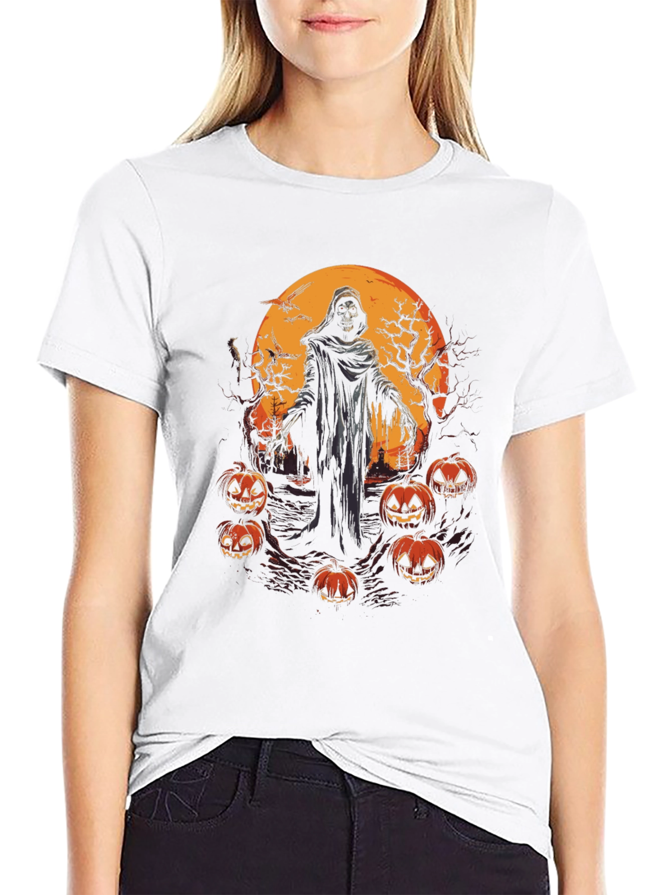 Halloween Grim Reaper Pumpkin T-Shirt