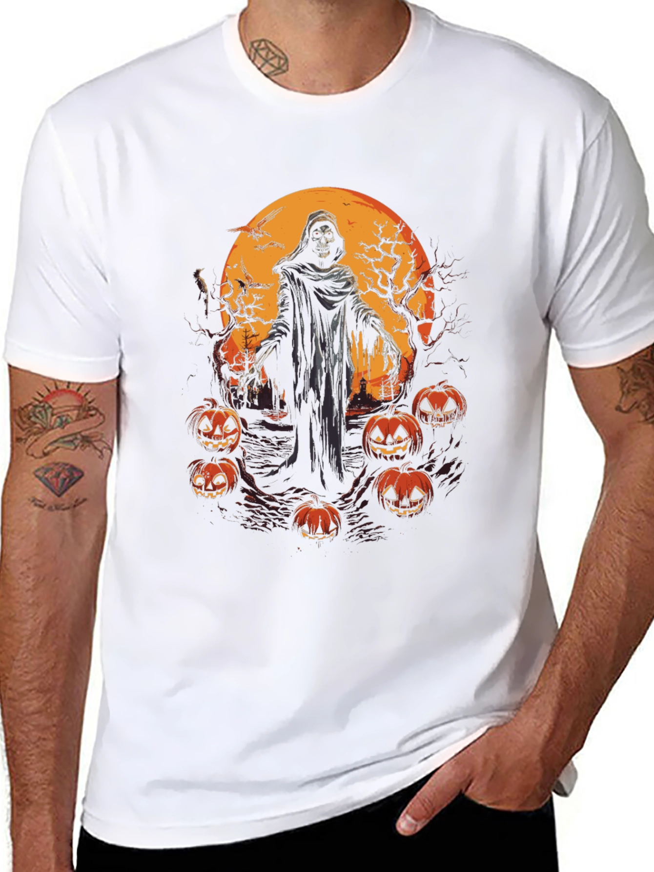 Halloween Grim Reaper Pumpkin T-Shirt