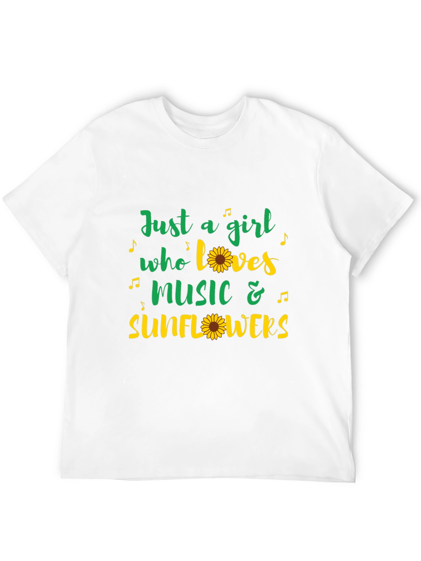 Just a Girl Who Loves Music & Sunflowers T-Shirt