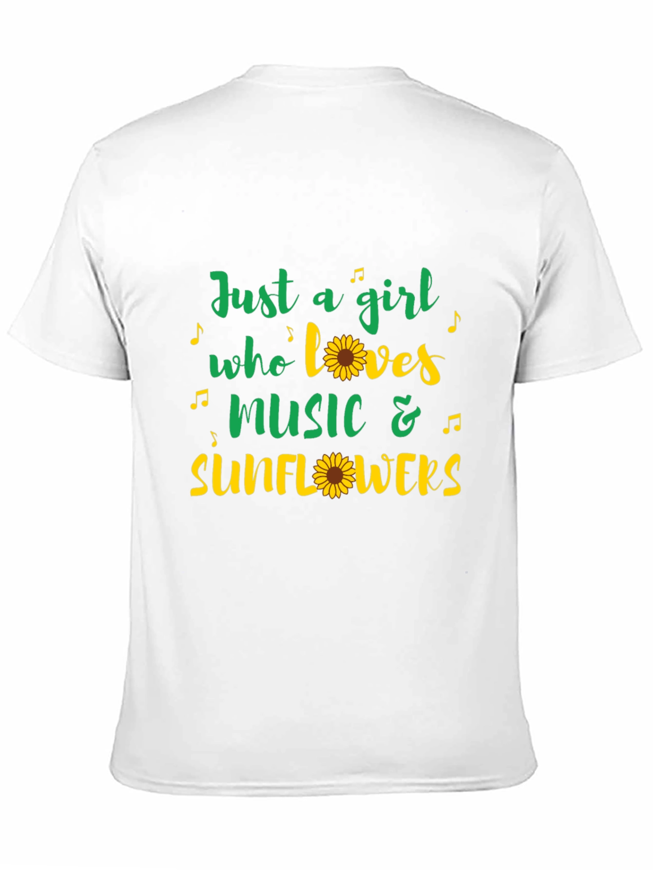 Just a Girl Who Loves Music & Sunflowers T-Shirt