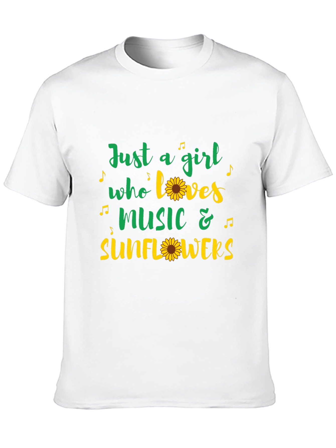 Just a Girl Who Loves Music & Sunflowers T-Shirt