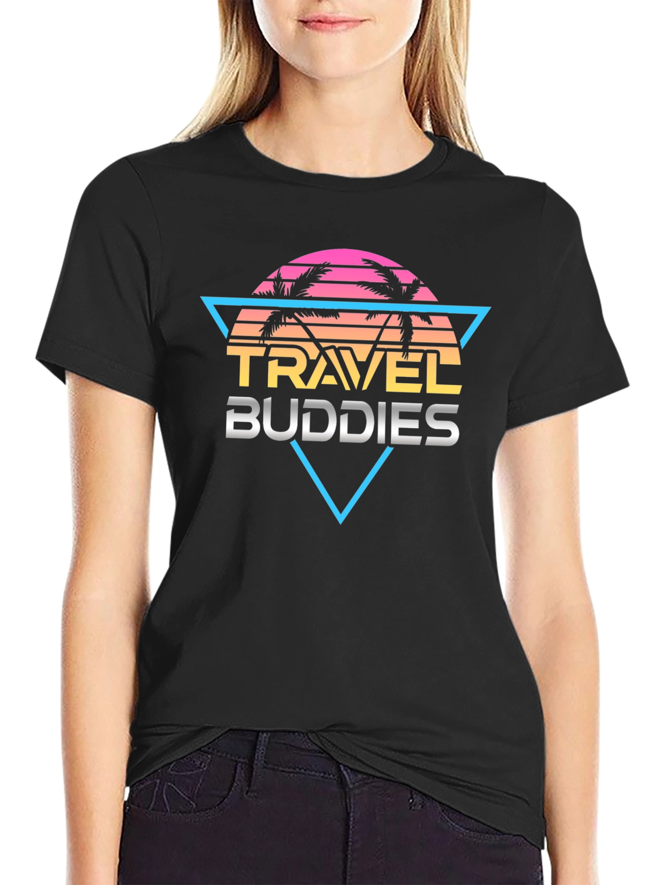 Travel Buddies Retro Graphic Tee - Black