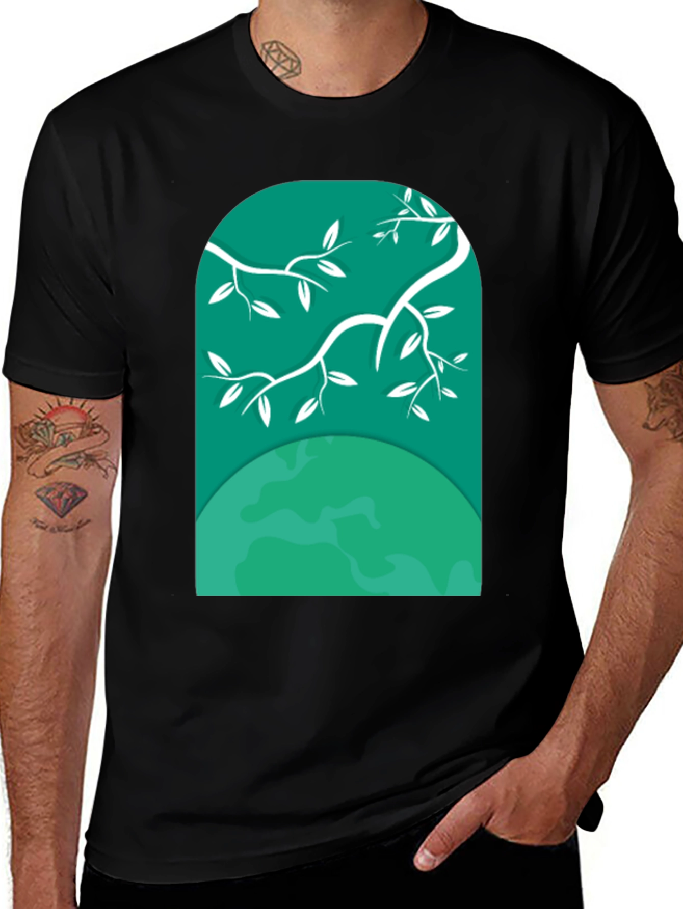 Nature Window Tee - Graphic Print Black T-Shirt