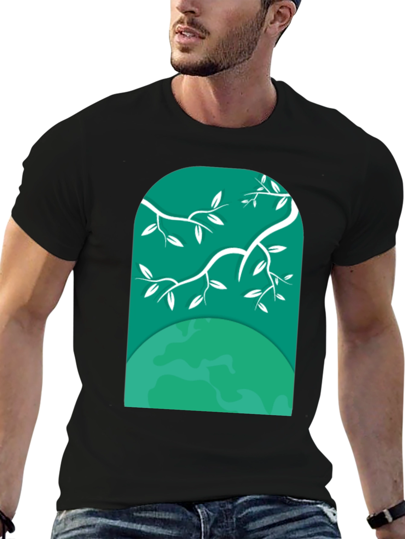 Nature Window Tee - Graphic Print Black T-Shirt