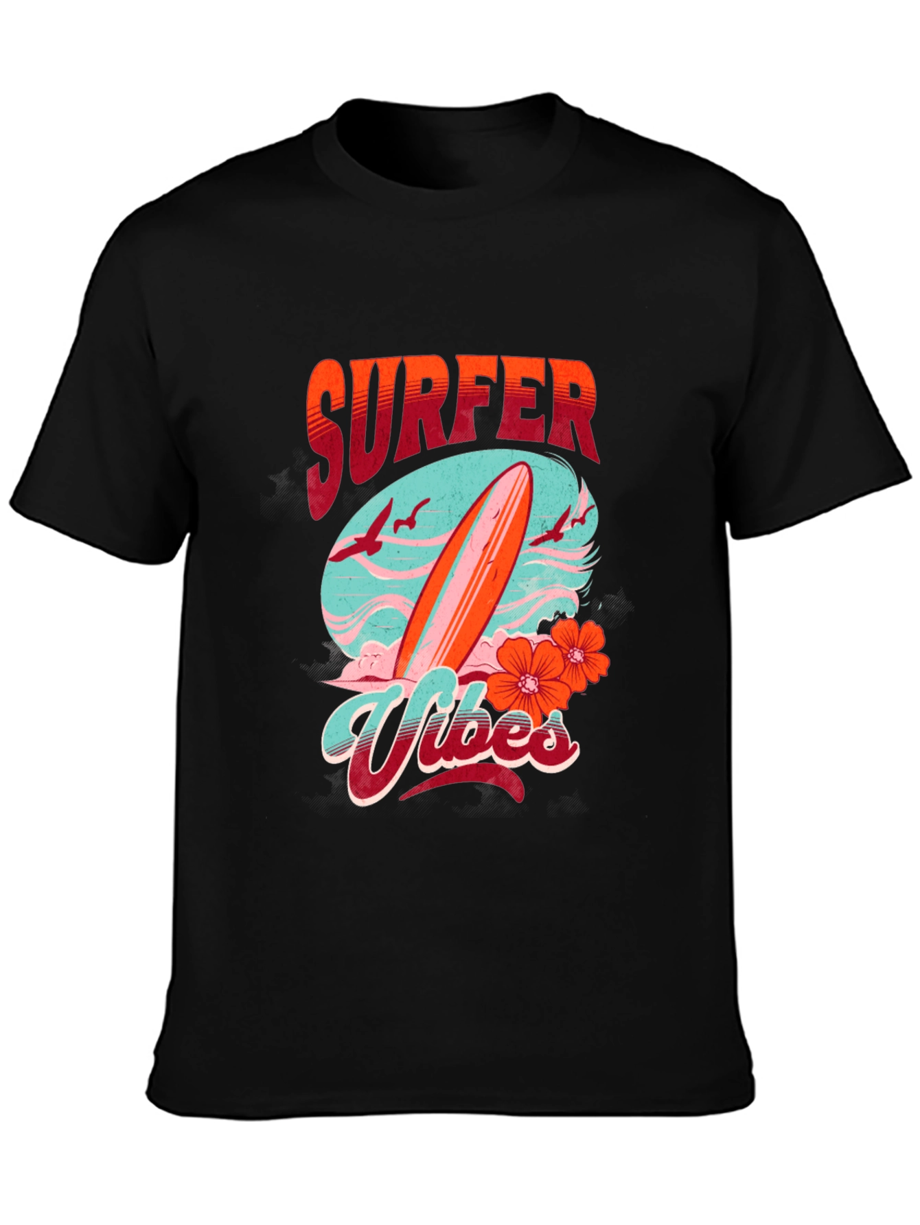 Surfer Vibes Graphic Tee - Black