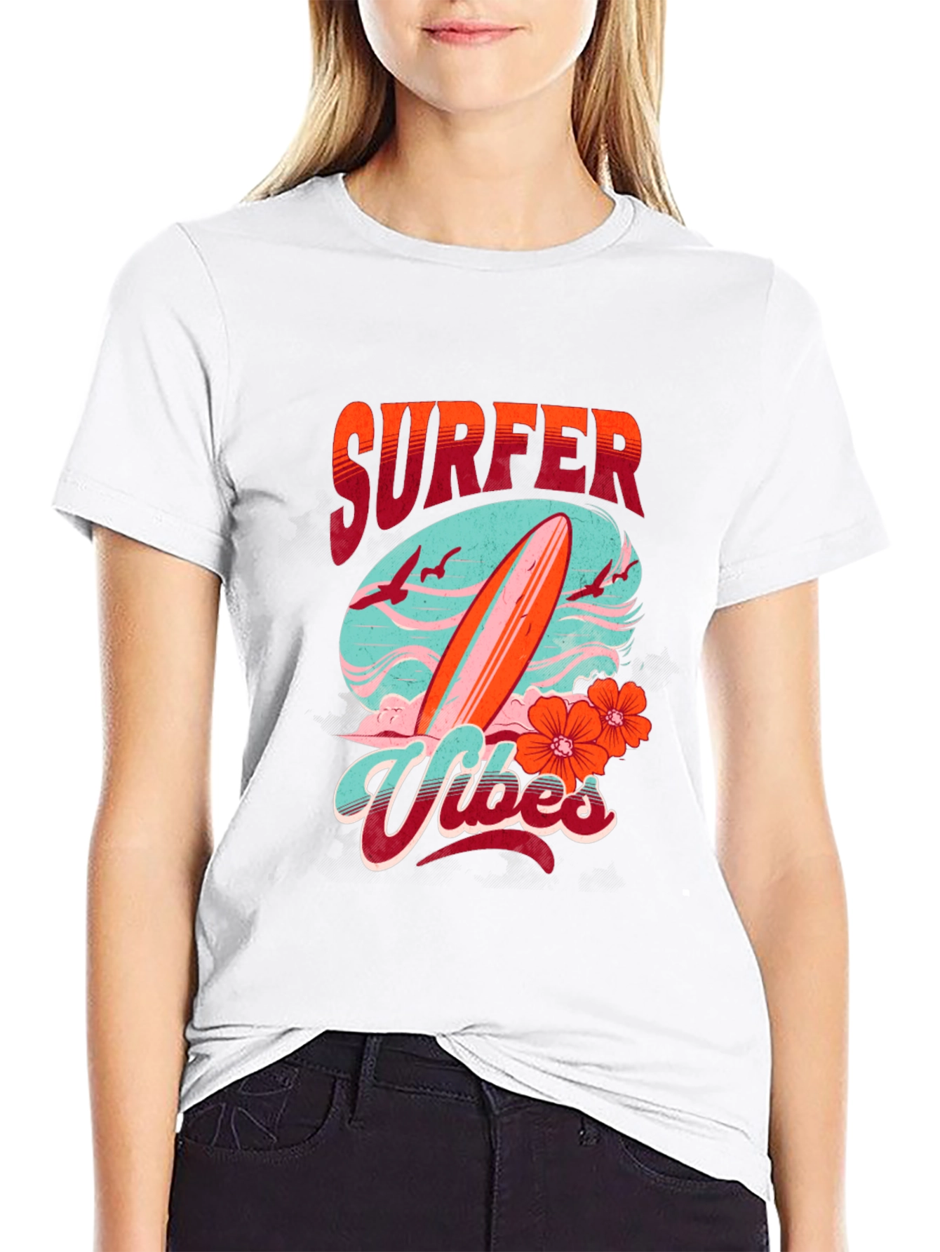 Surfer Vibes Graphic Tee - Black