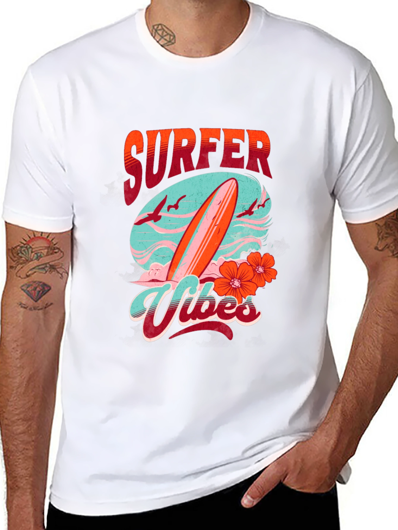 Surfer Vibes Graphic Tee - Black
