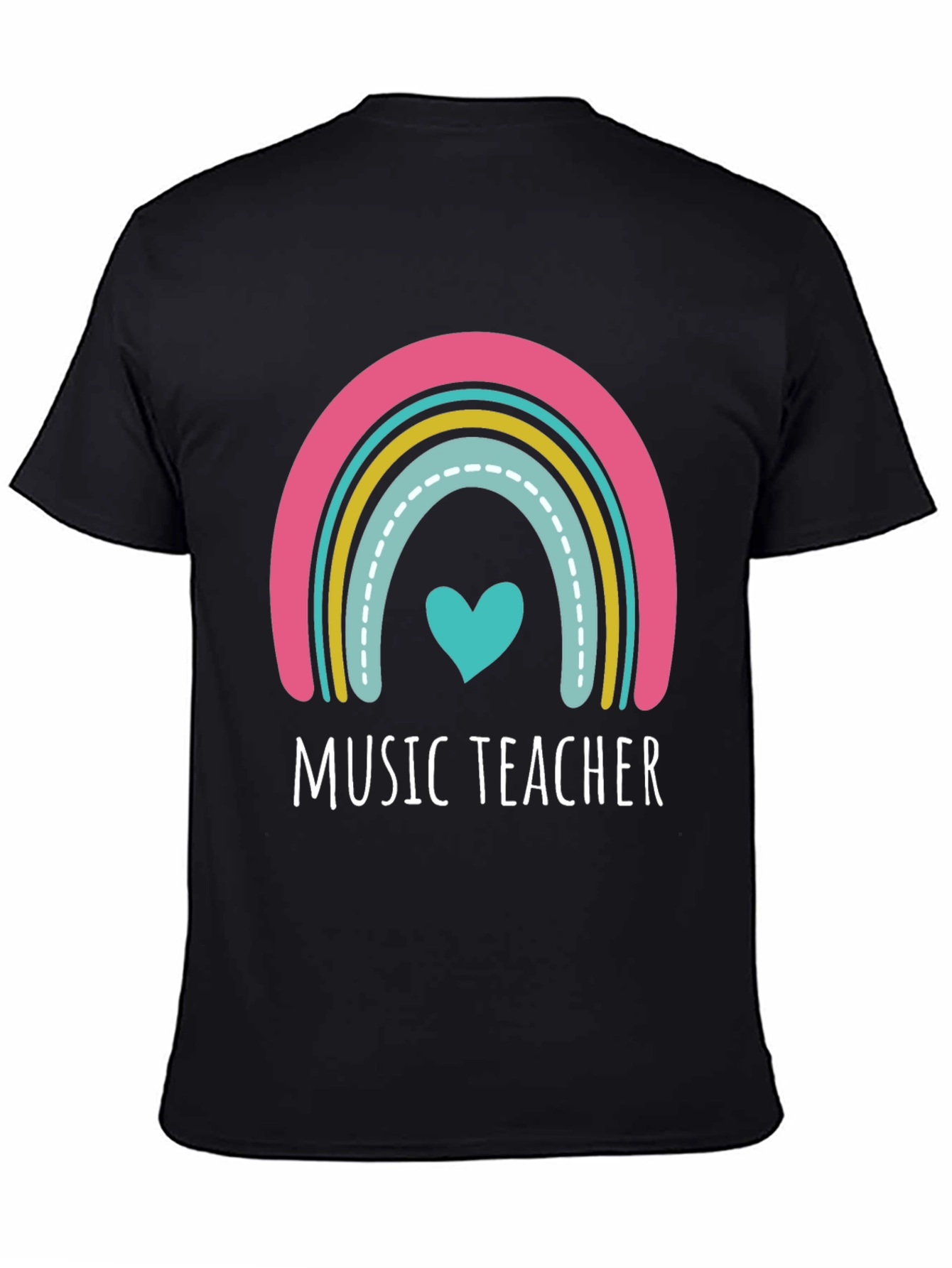 Music Teacher Rainbow Heart Graphic Tee