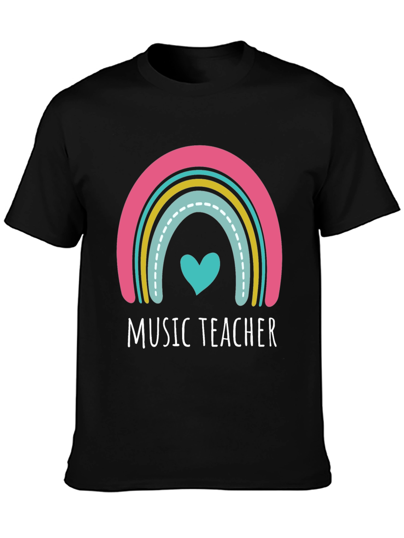Music Teacher Rainbow Heart Graphic Tee