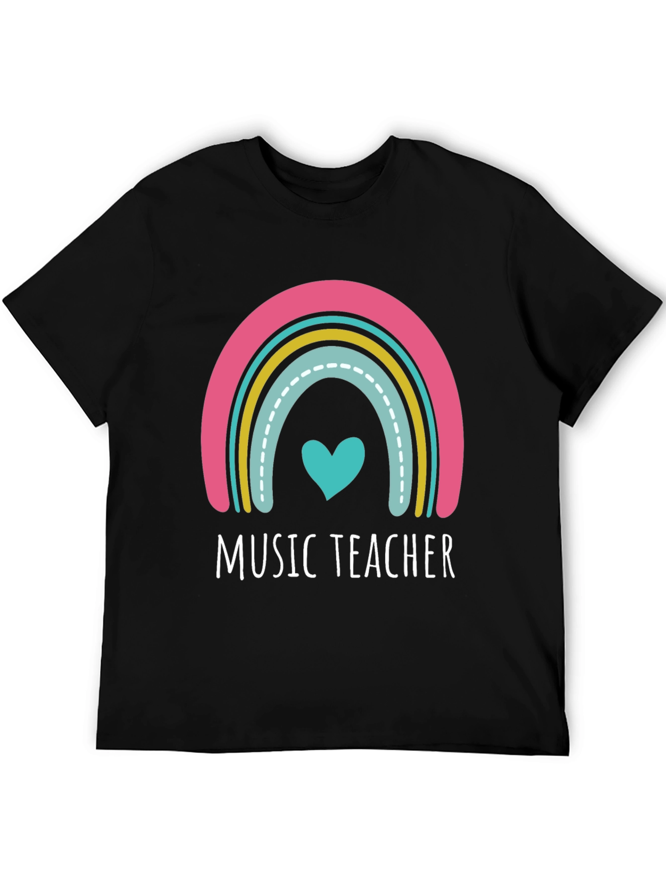 Music Teacher Rainbow Heart Graphic Tee