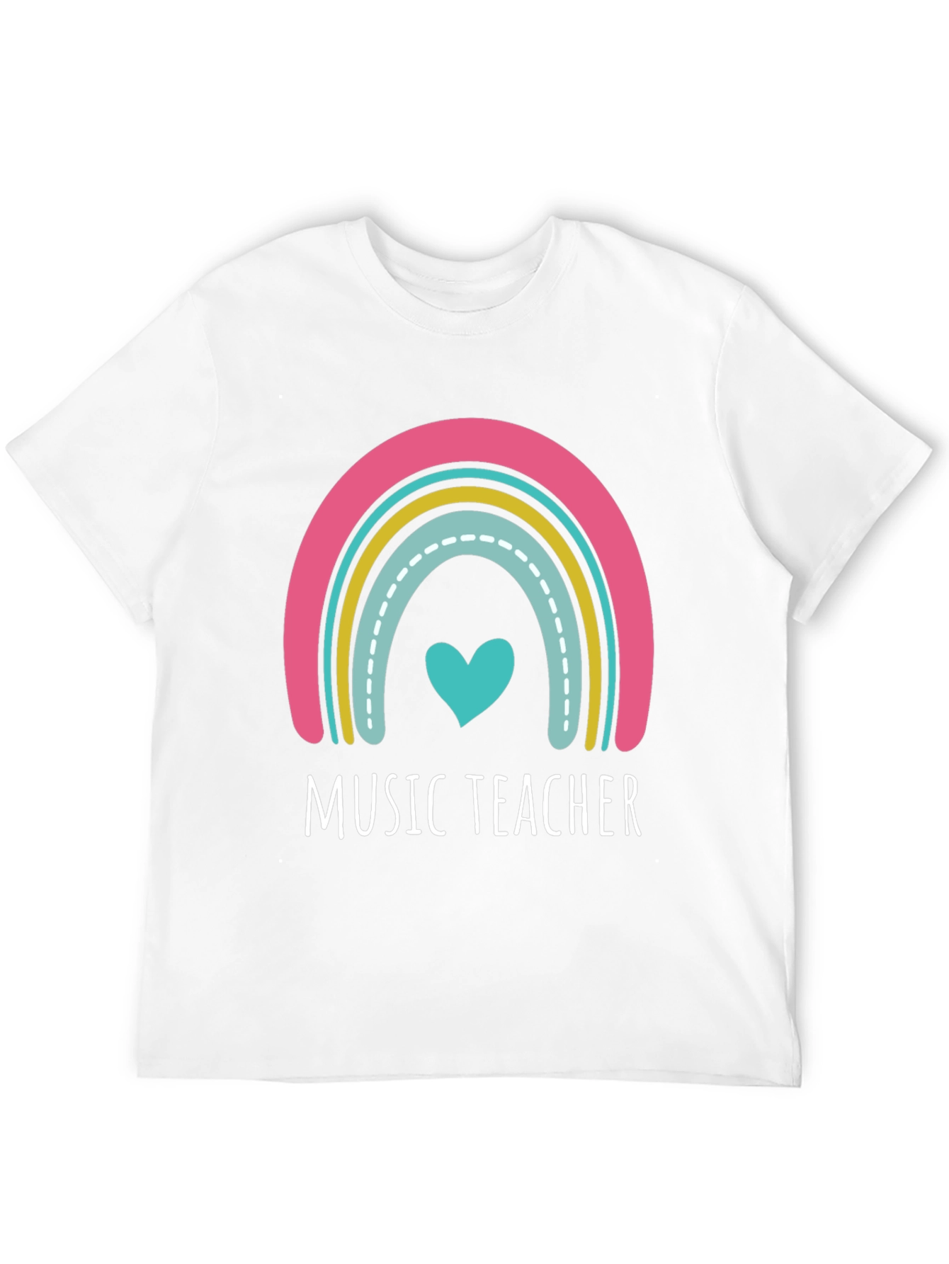 Music Teacher Rainbow Heart Graphic Tee