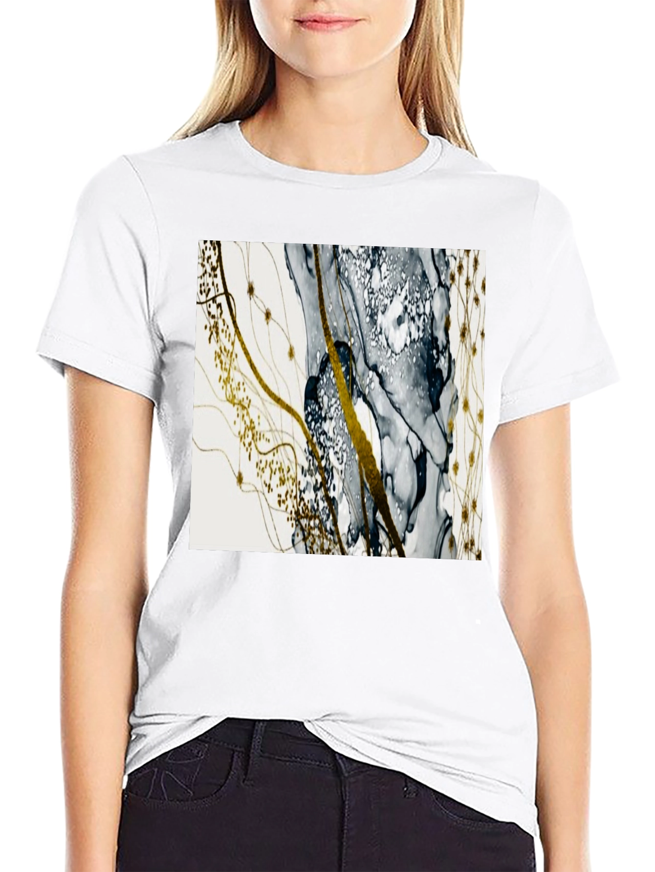 Abstract Art Tee: Modern Ink Wash Design