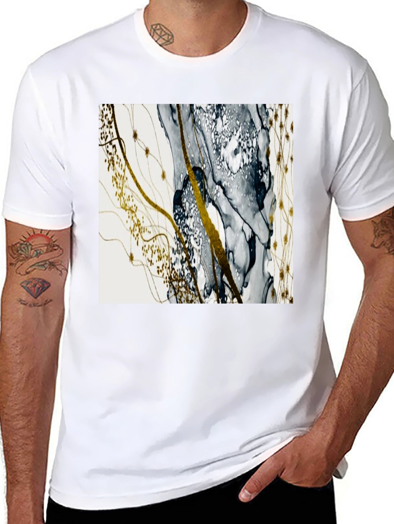 Abstract Art Tee: Modern Ink Wash Design