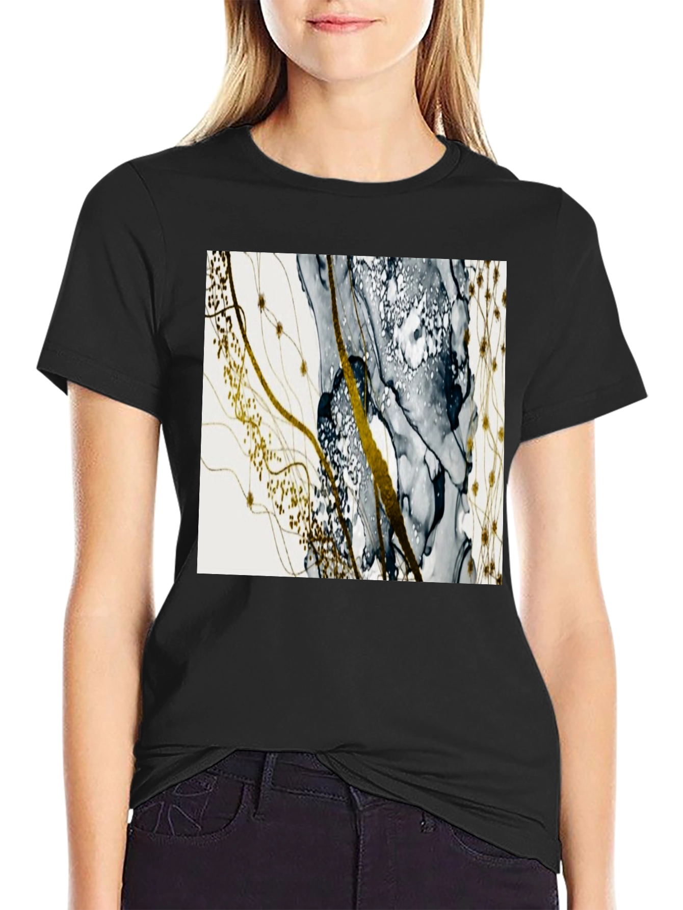 Abstract Art Tee: Modern Ink Wash Design