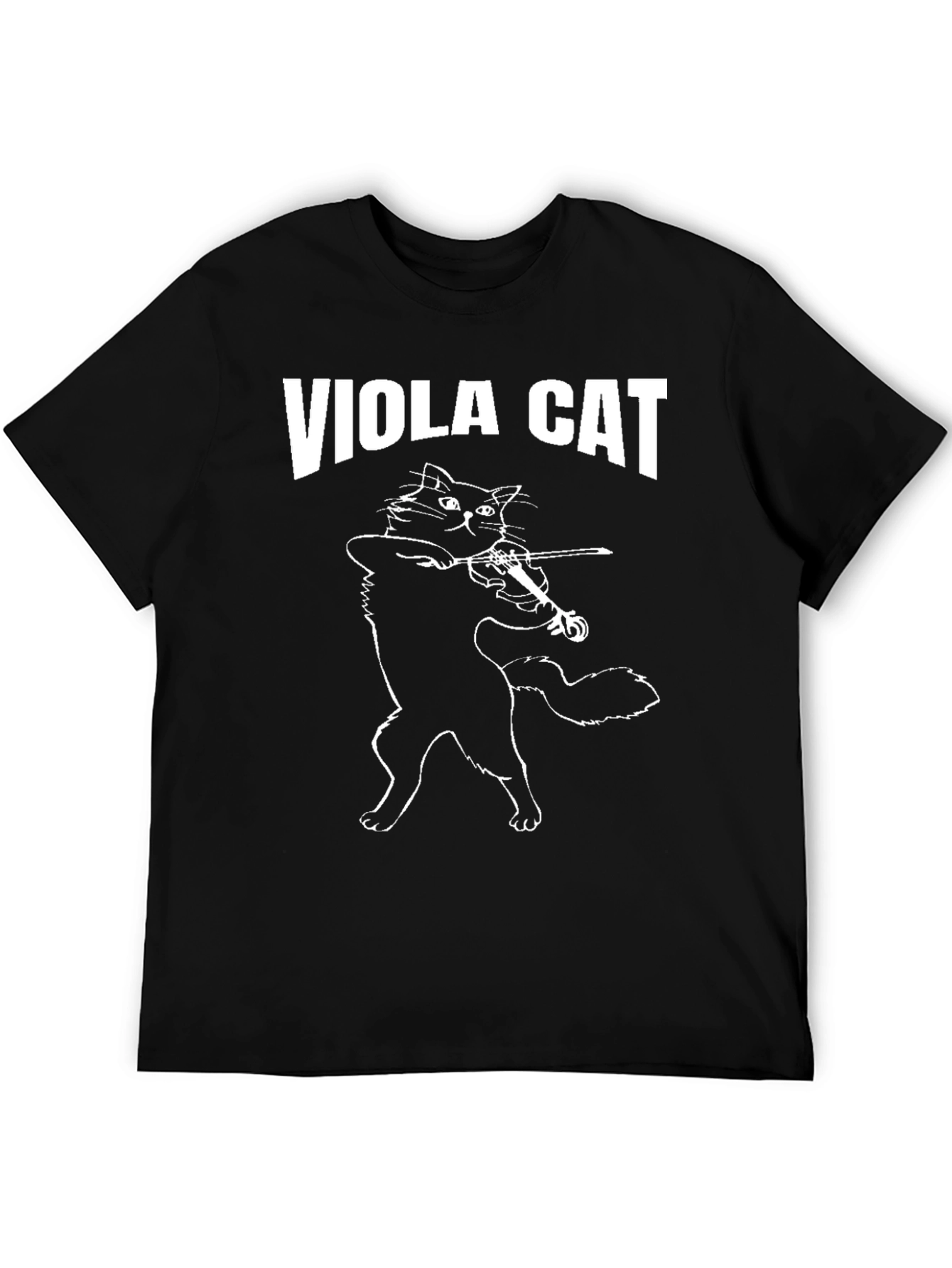 Viola Cat Graphic T-Shirt - Black Crew Neck