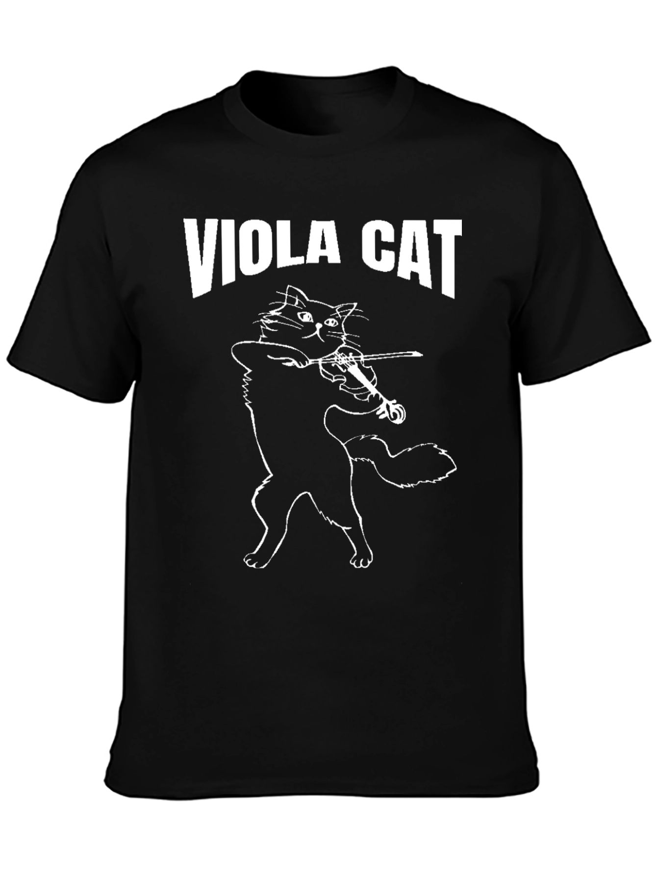 Viola Cat Graphic T-Shirt - Black Crew Neck
