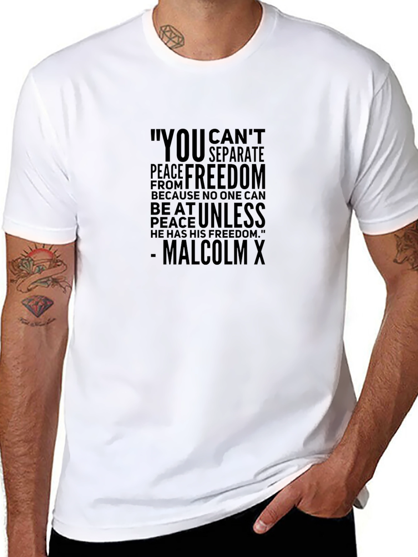 Malcolm X Quote T-Shirt - Peace & Freedom