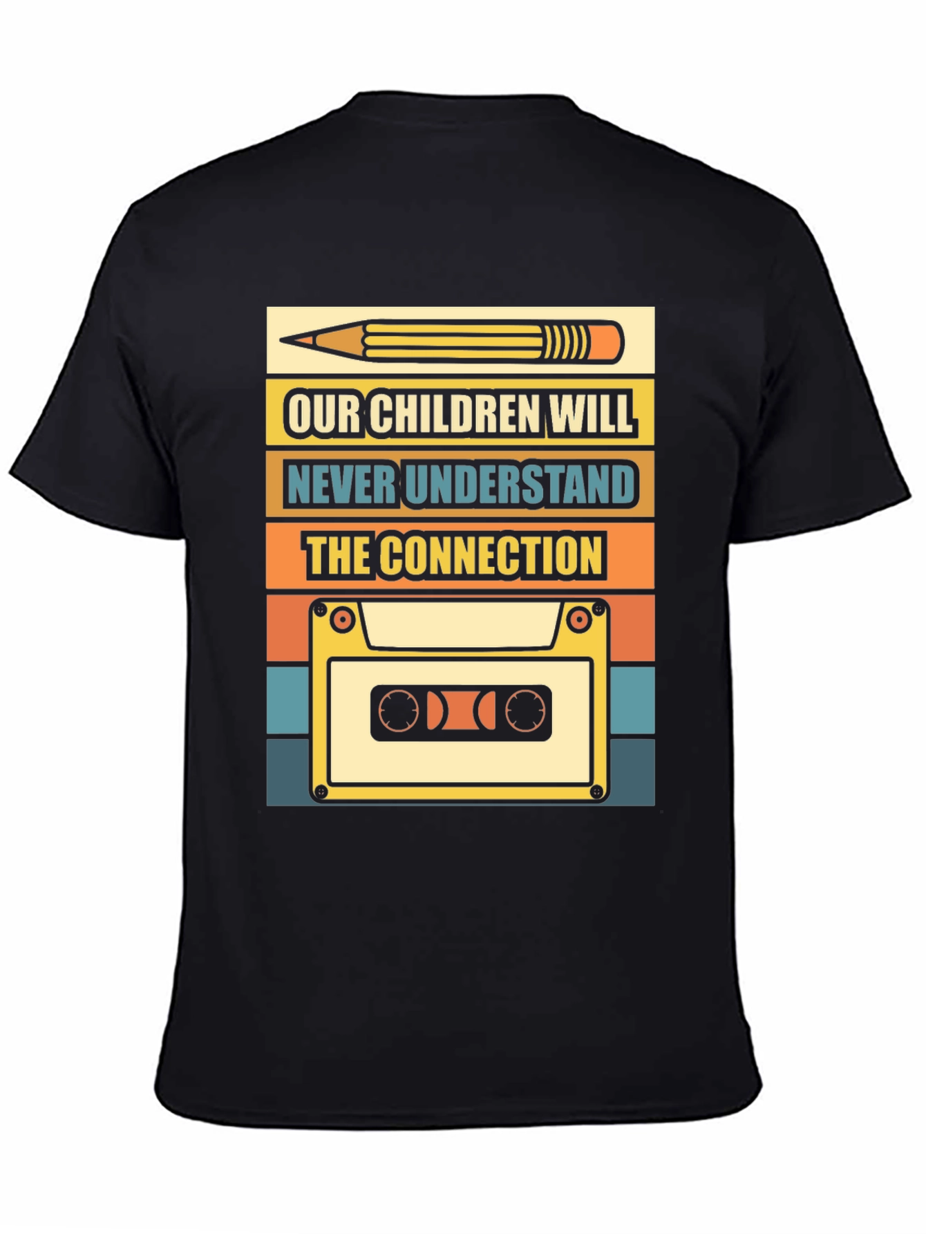 Retro Cassette Tape & Pencil T-Shirt