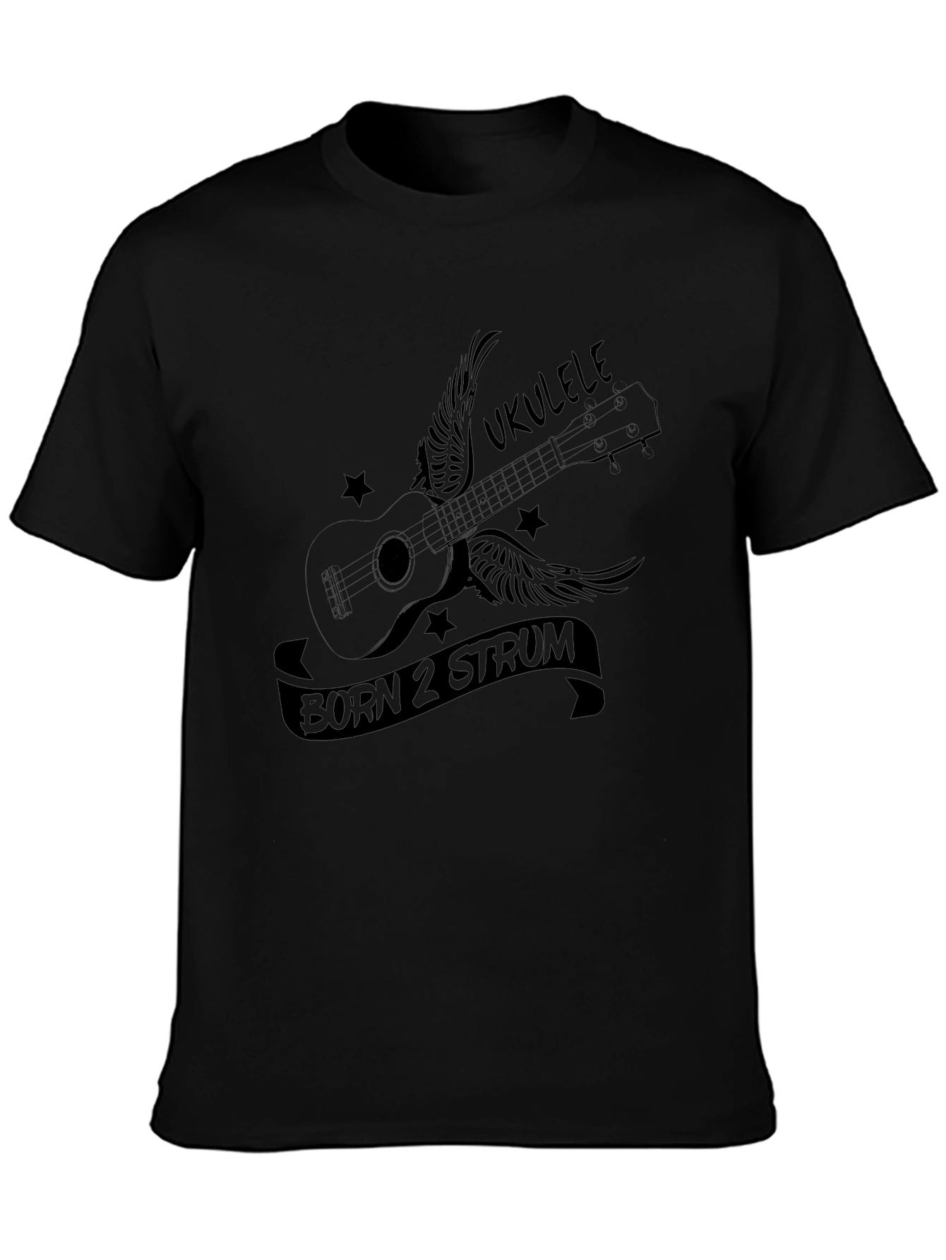Ukulele Born 2 Strum Black Graphic Tee
