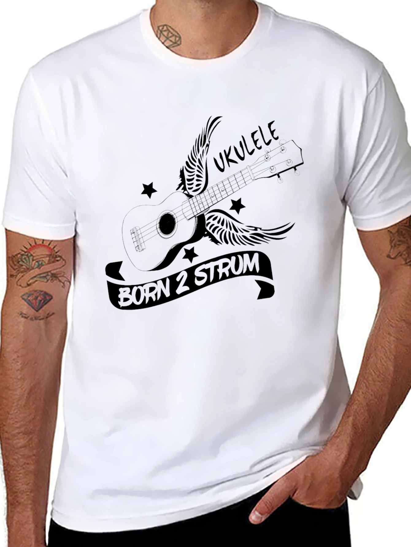 Ukulele Born 2 Strum Black Graphic Tee