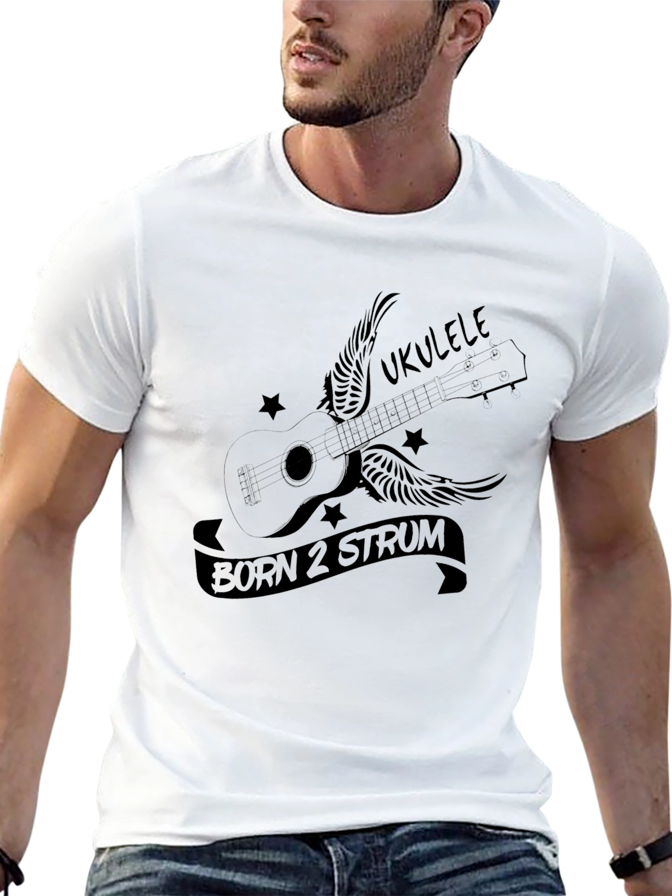 Ukulele Born 2 Strum Black Graphic Tee