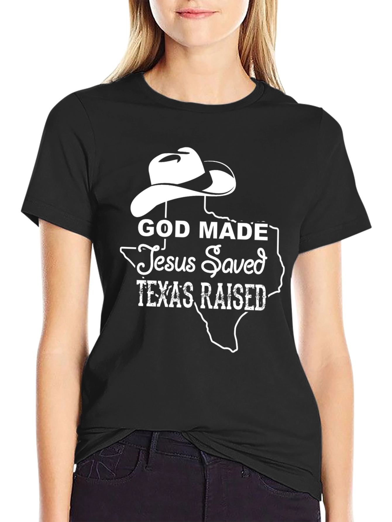God Made Texas Raised Graphic Tee