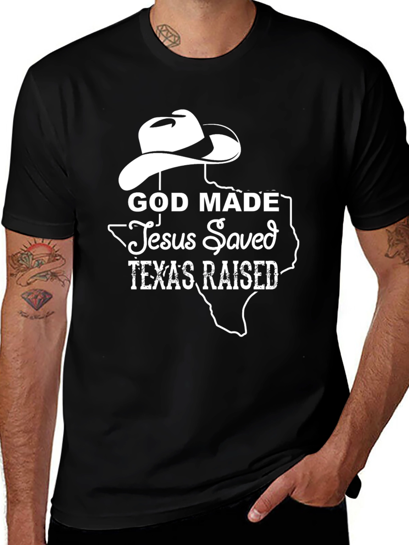 God Made Texas Raised Graphic Tee