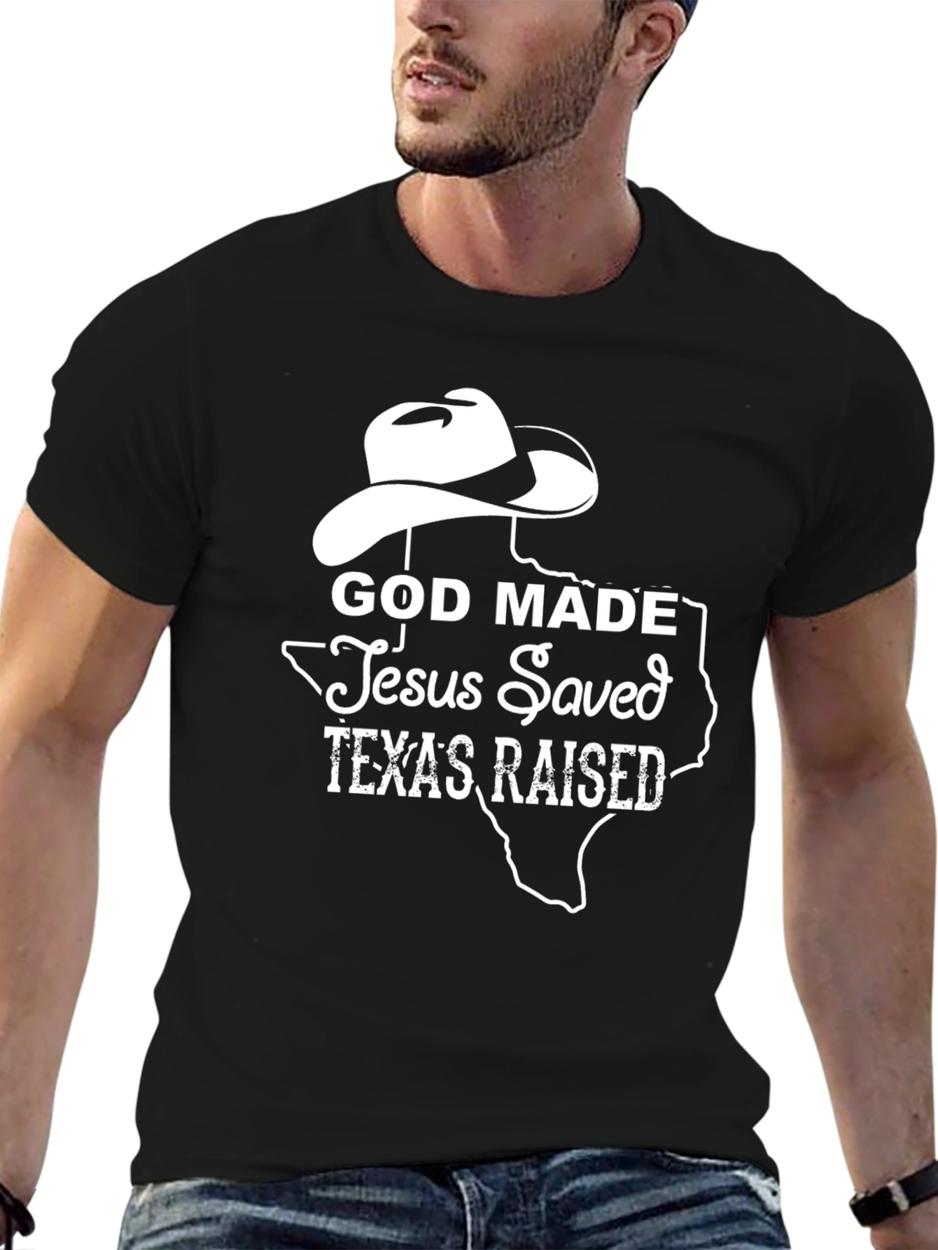 God Made Texas Raised Graphic Tee
