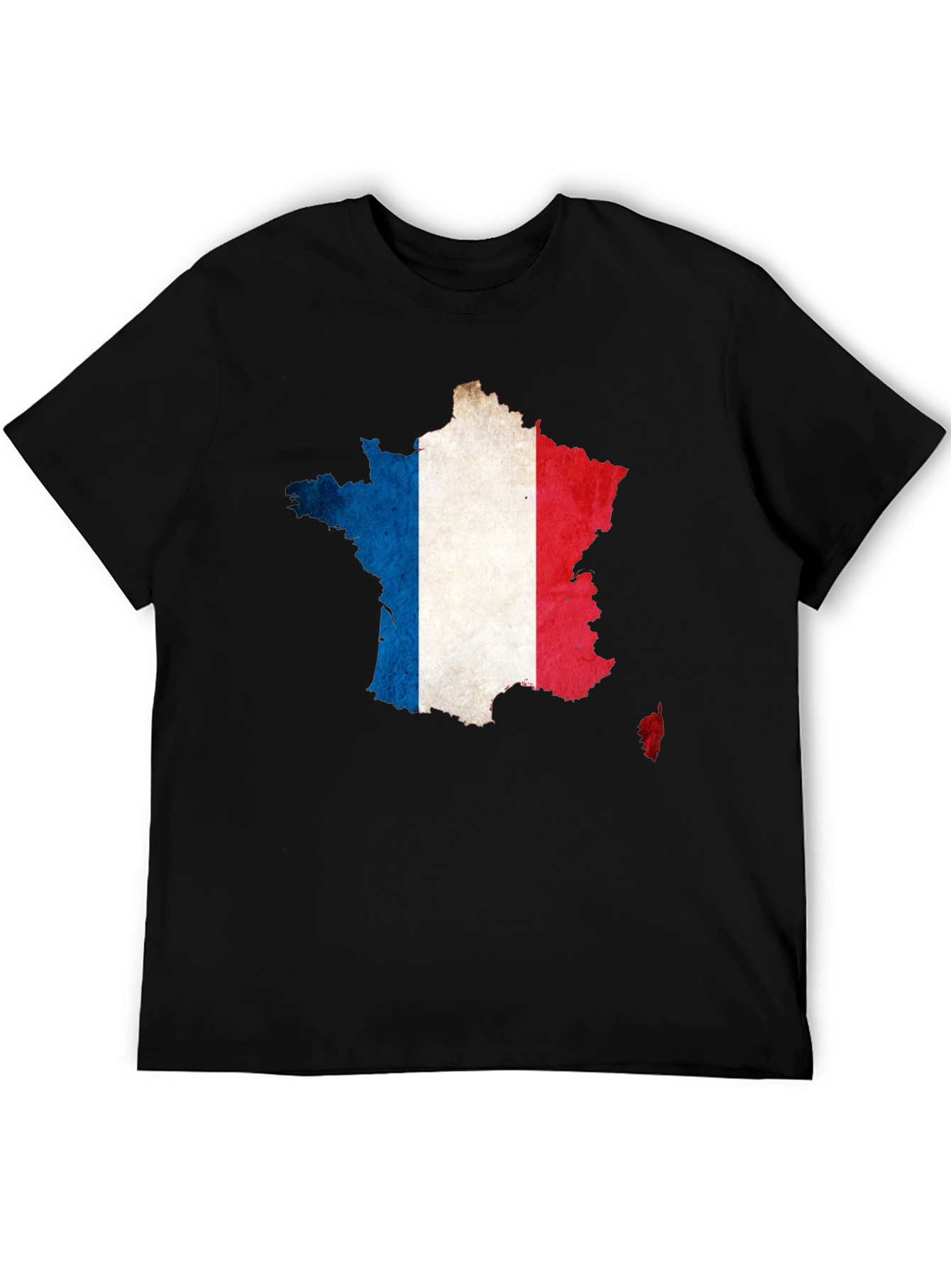 France Flag Map Graphic Tee - Black Cotton T-Shirt