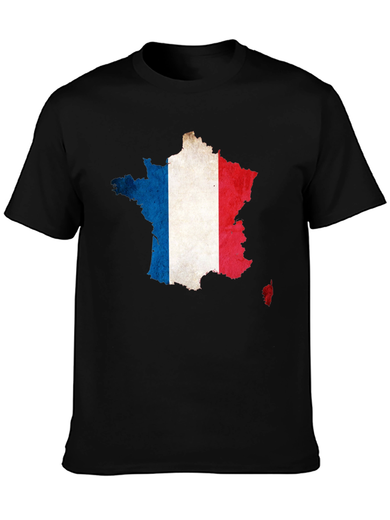 France Flag Map Graphic Tee - Black Cotton T-Shirt