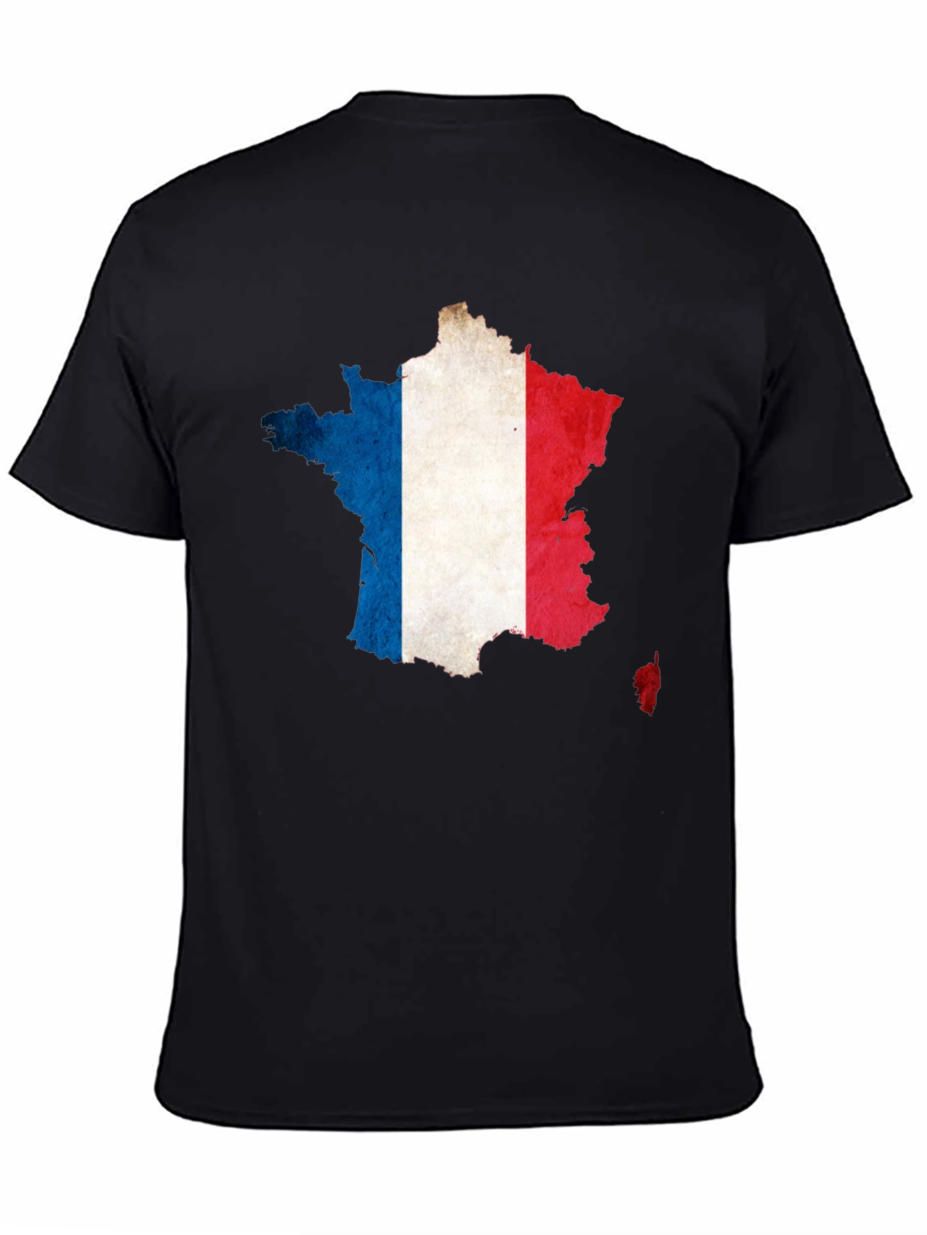 France Flag Map Graphic Tee - Black Cotton T-Shirt