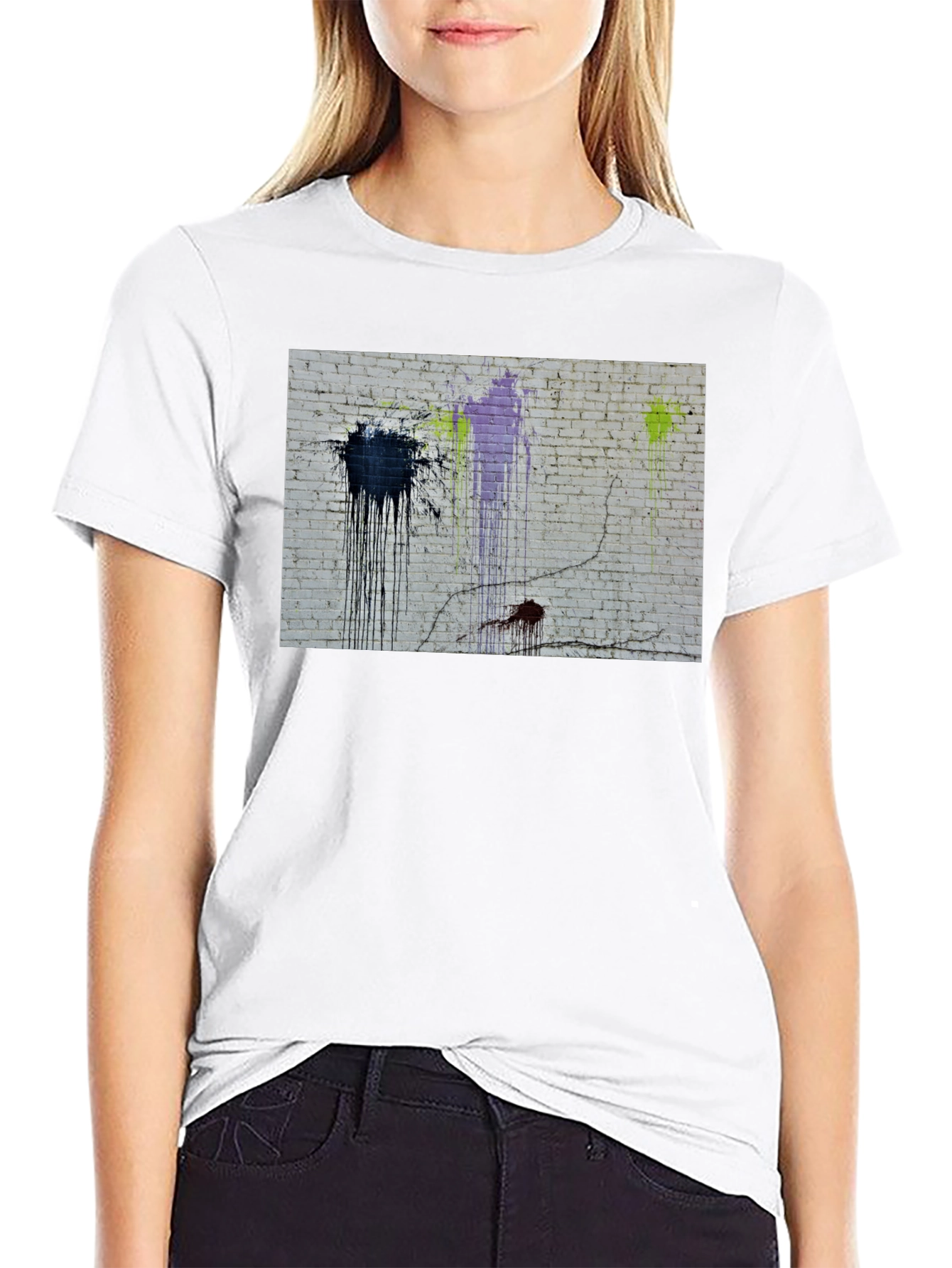 Abstract Brick Wall Graphic Tee - Black