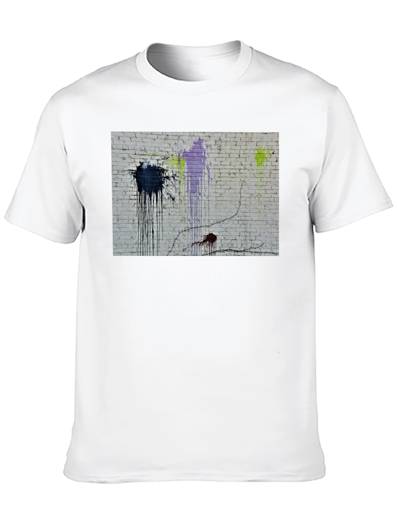 Abstract Brick Wall Graphic Tee - Black