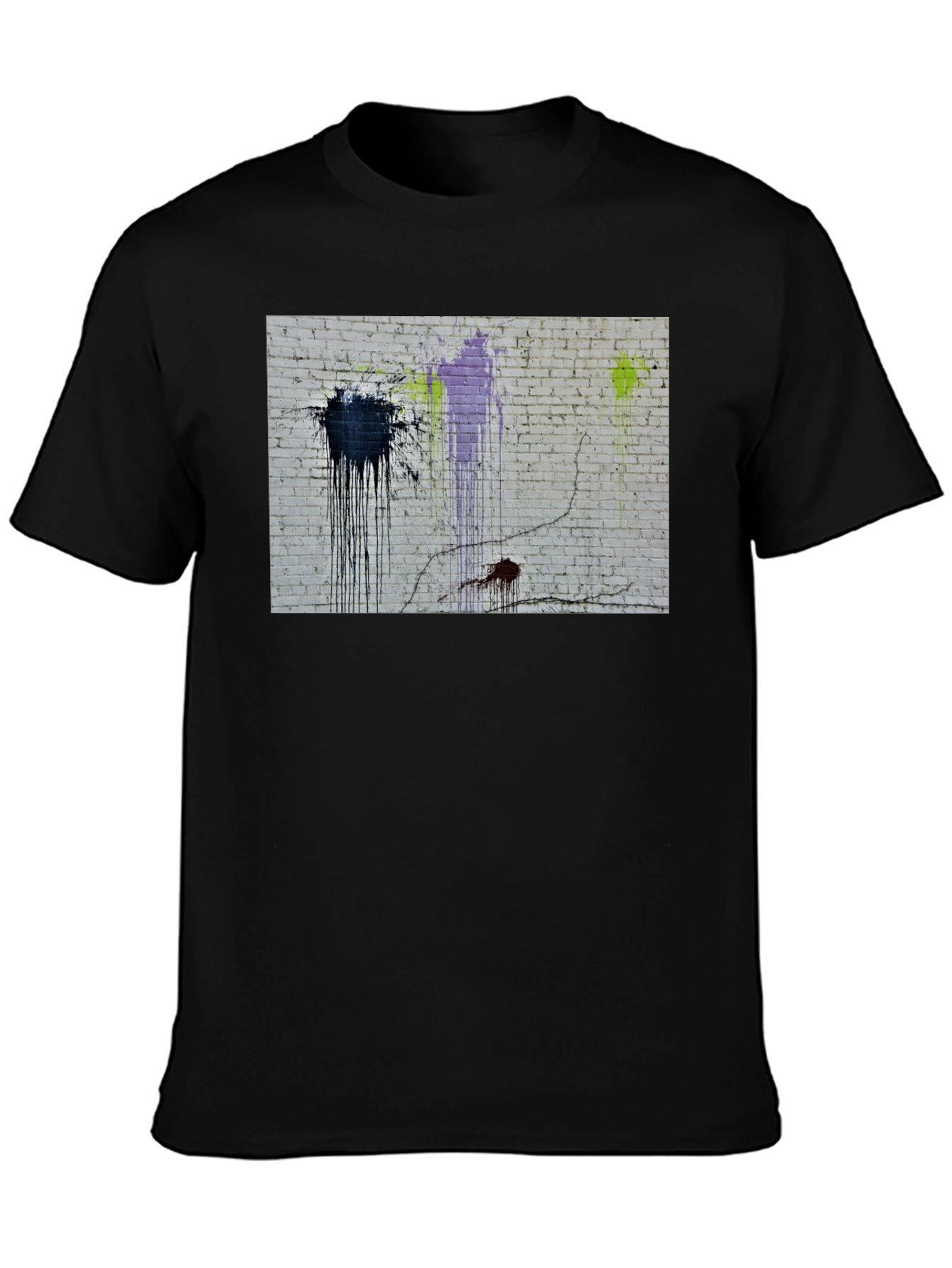 Abstract Brick Wall Graphic Tee - Black