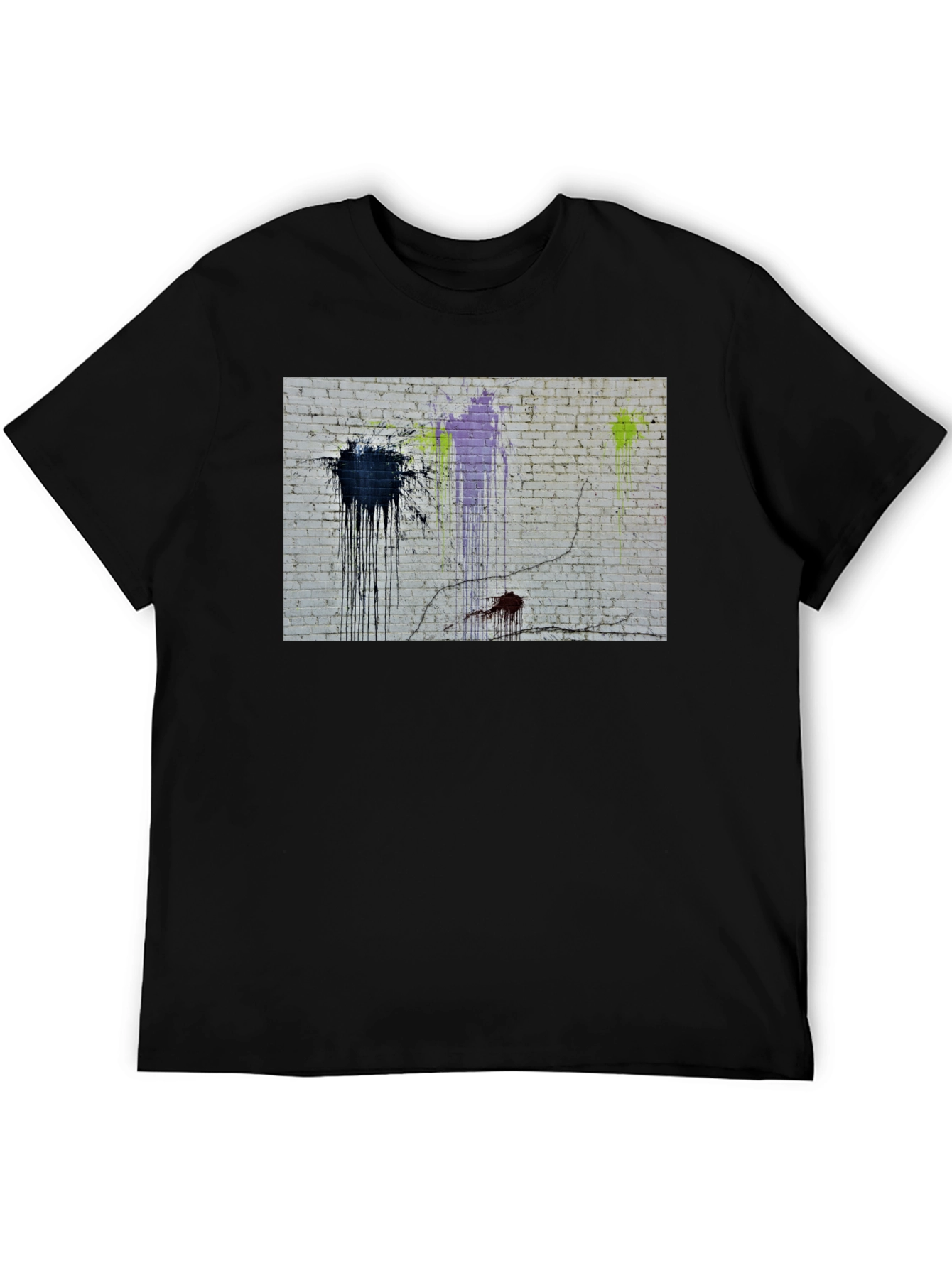 Abstract Brick Wall Graphic Tee - Black