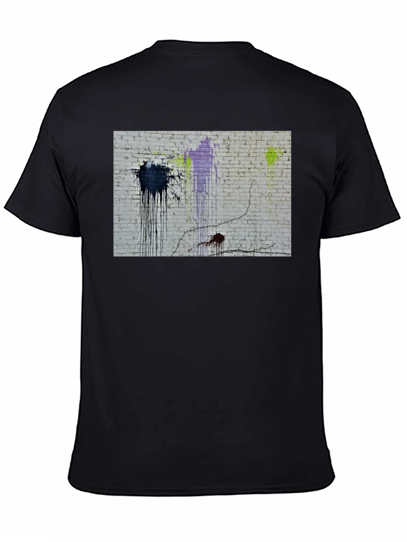 Abstract Brick Wall Graphic Tee - Black