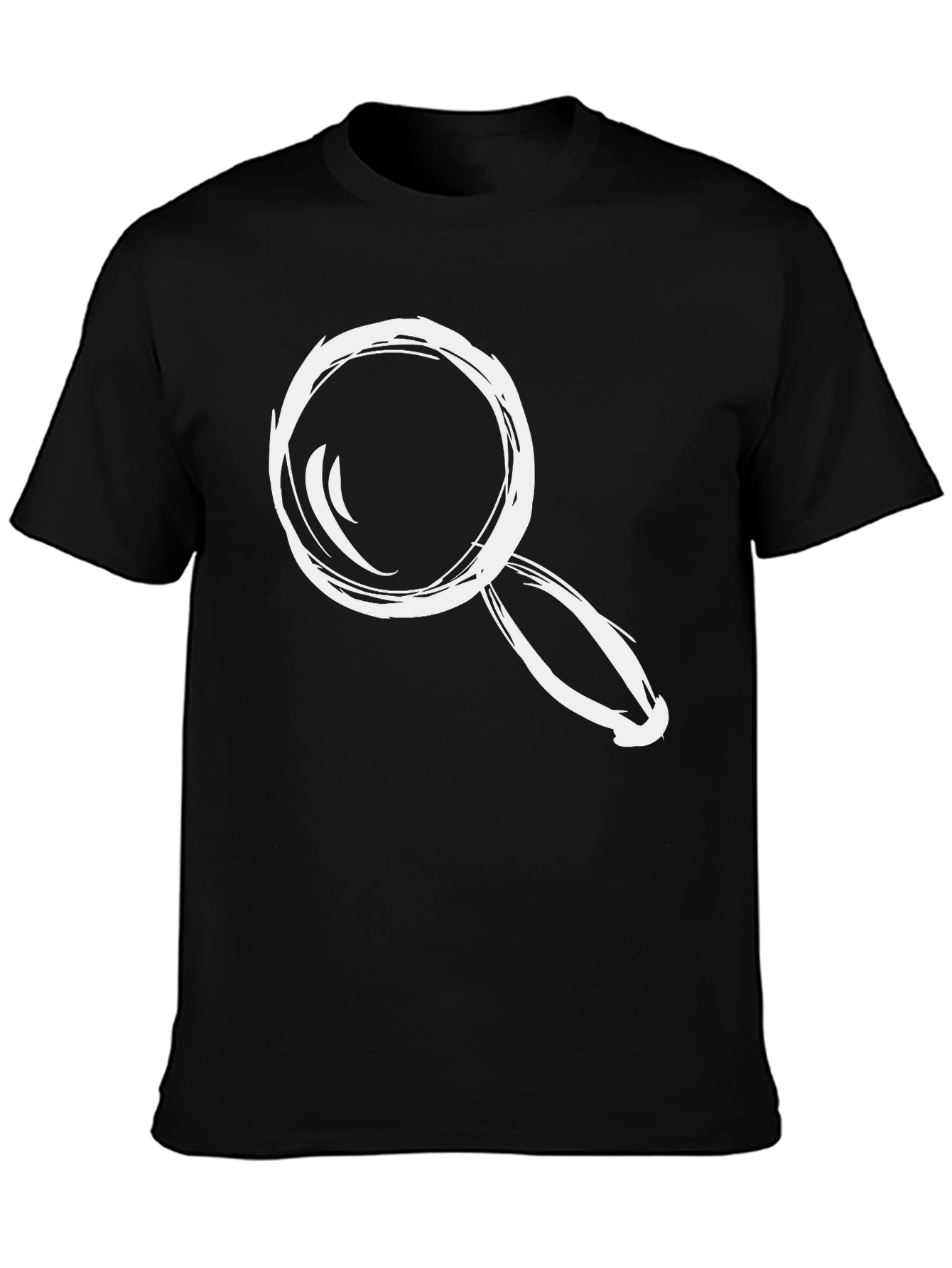 Magnifying Glass Graphic Tee - Black Cotton Casual Shirt