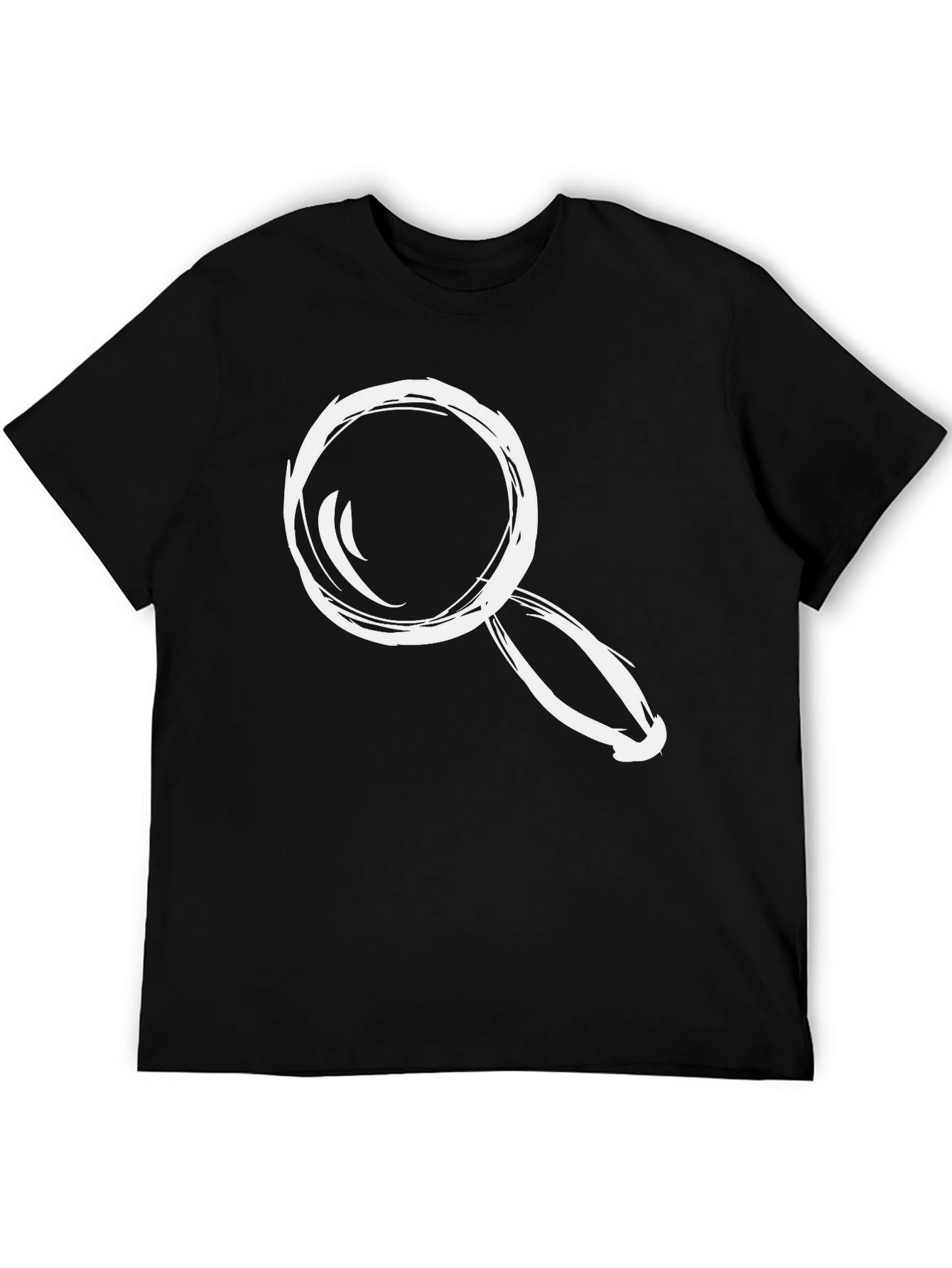 Magnifying Glass Graphic Tee - Black Cotton Casual Shirt