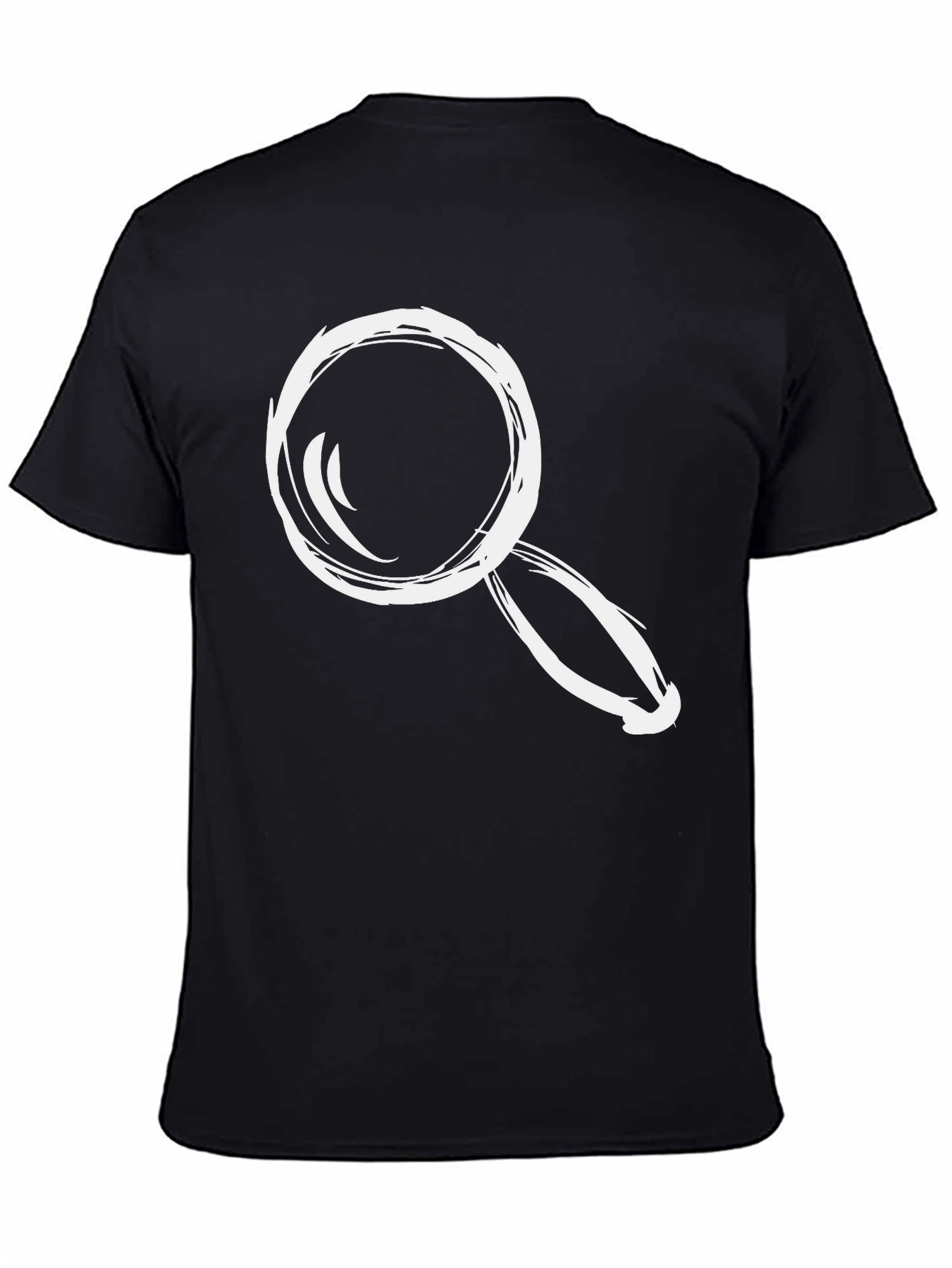 Magnifying Glass Graphic Tee - Black Cotton Casual Shirt