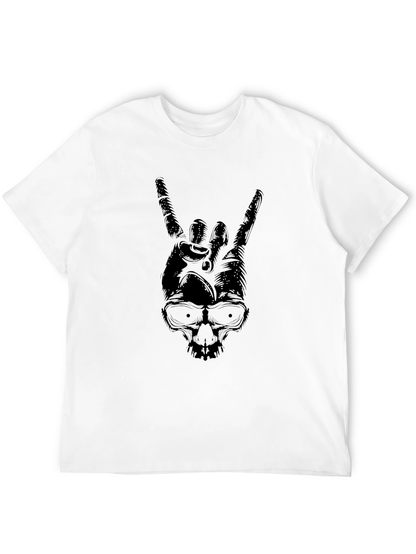 Rock On Skull Graphic T-Shirt - Black