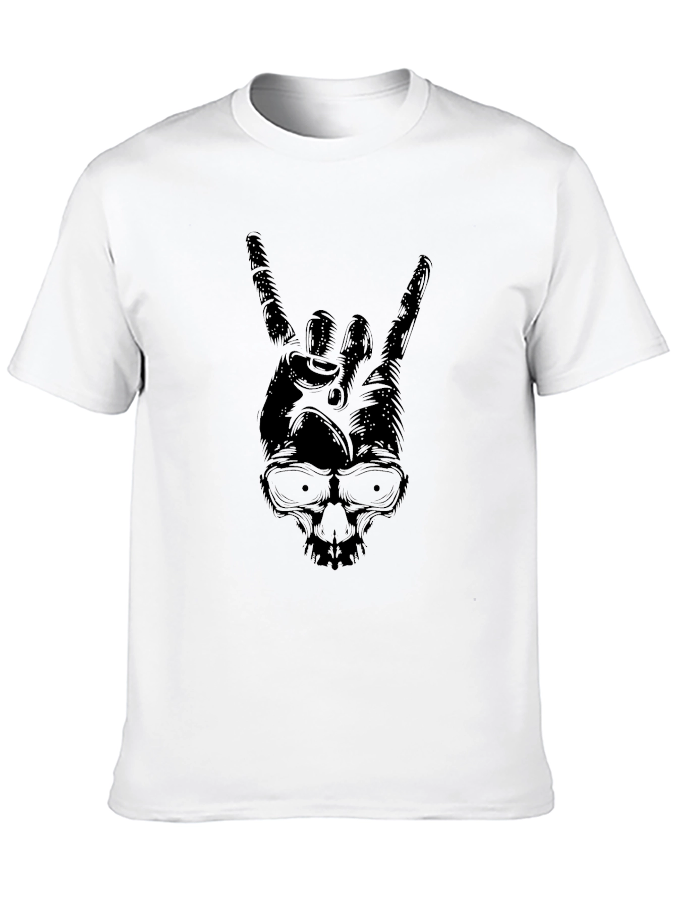 Rock On Skull Graphic T-Shirt - Black