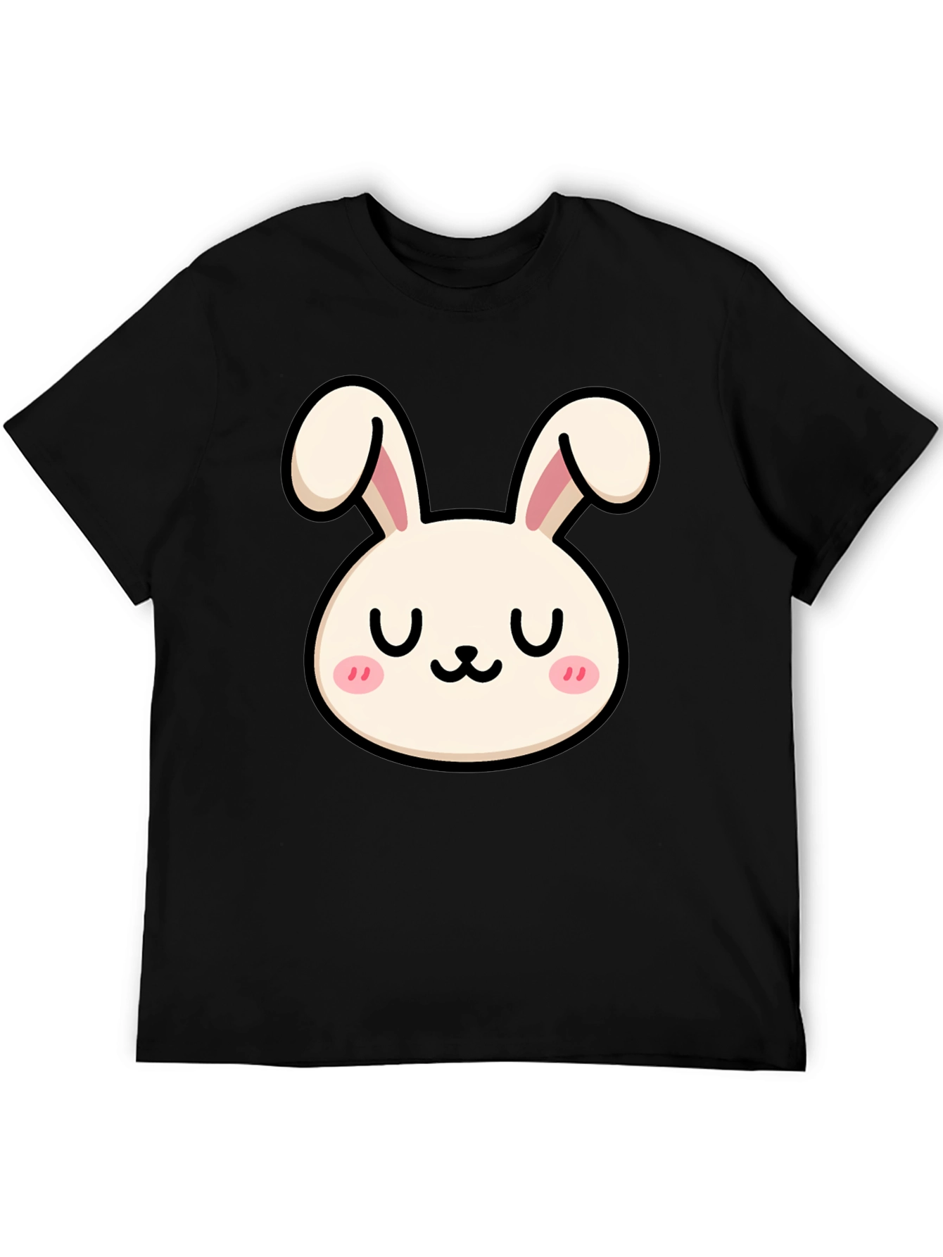 Cute Bunny Graphic Tee - Black Cotton Comfort