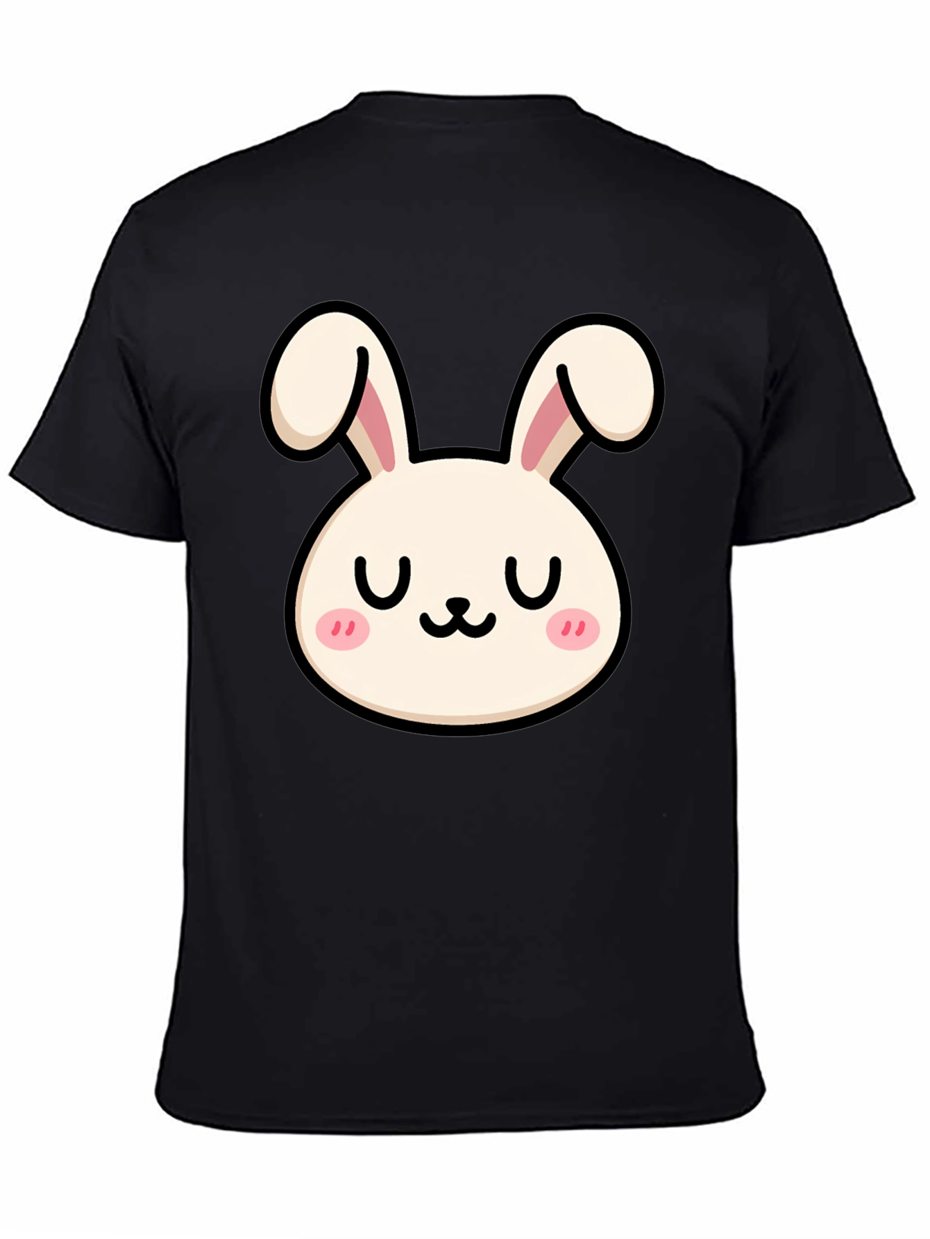 Cute Bunny Graphic Tee - Black Cotton Comfort