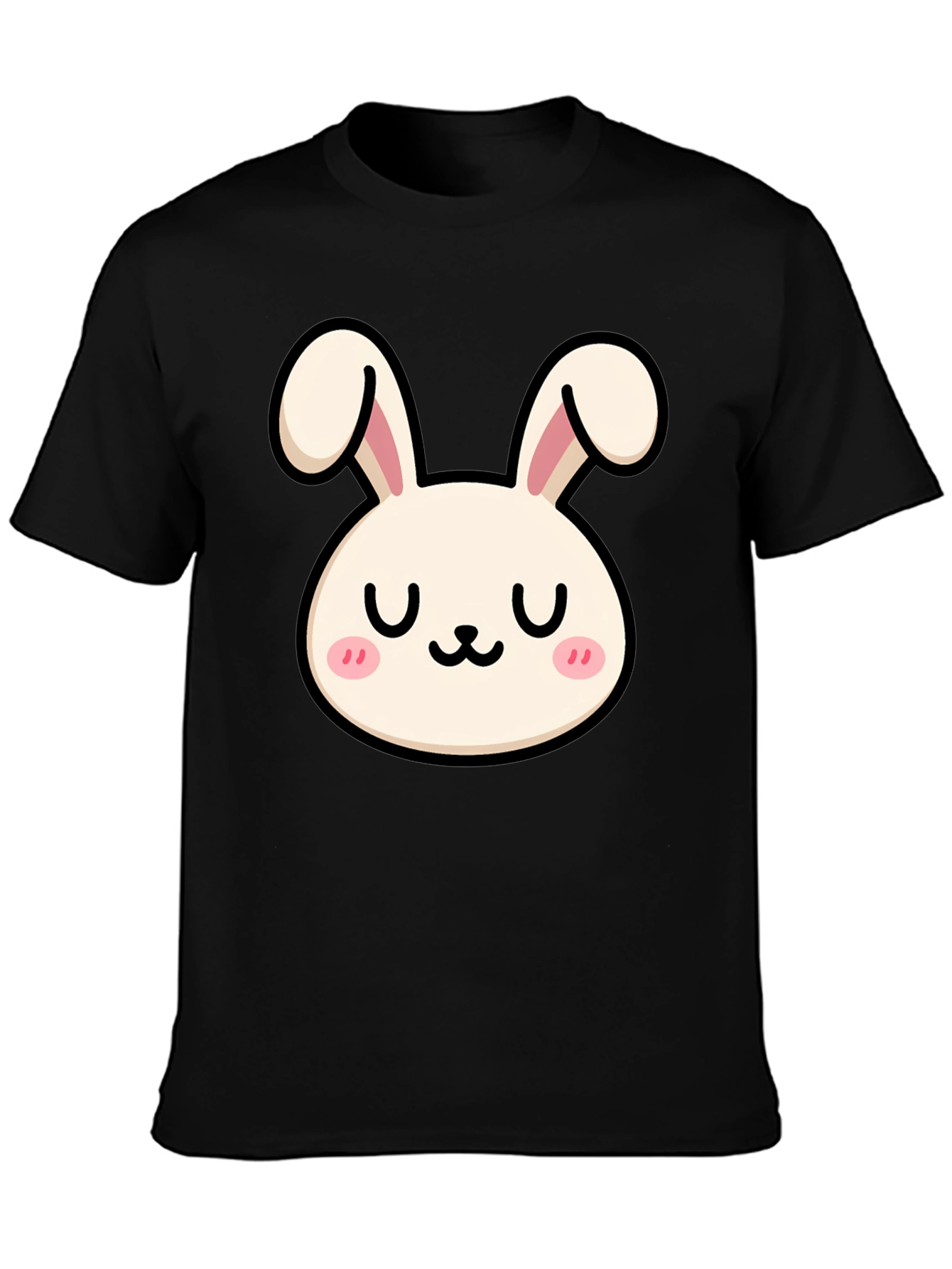 Cute Bunny Graphic Tee - Black Cotton Comfort