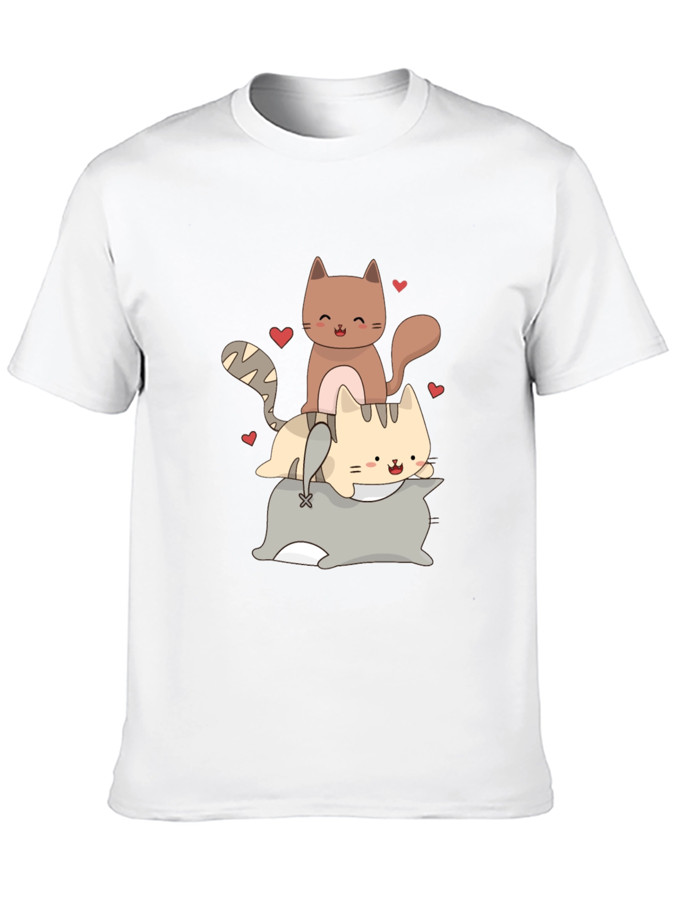 Cute Cats Stacked on Pillow Graphic Tee
