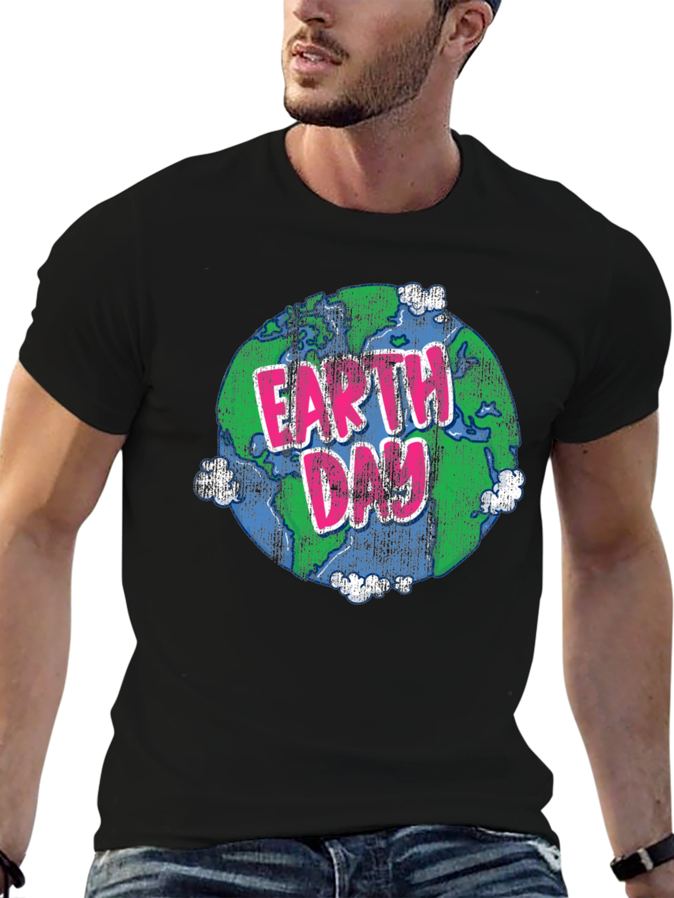 Earth Day T-Shirt - Graphic Print Black Tee